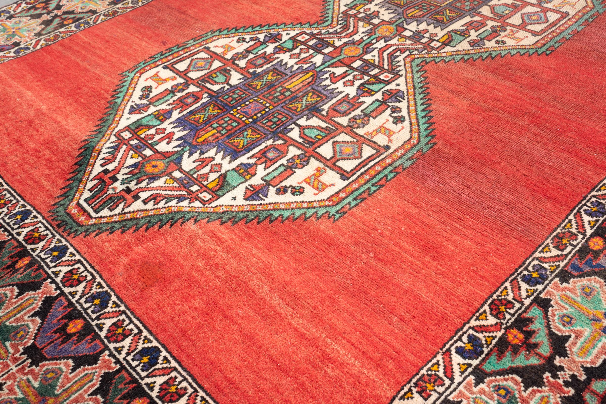 Vintage Afshar Dual Toranj Worn Persian Rug