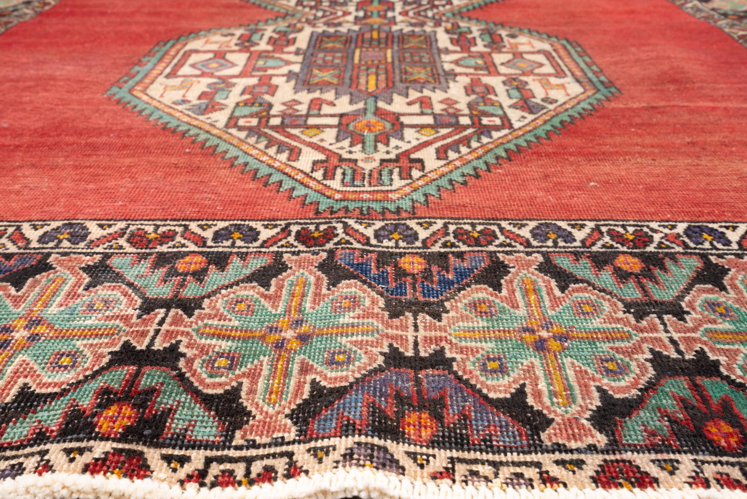 Vintage Afshar Dual Toranj Worn Persian Rug