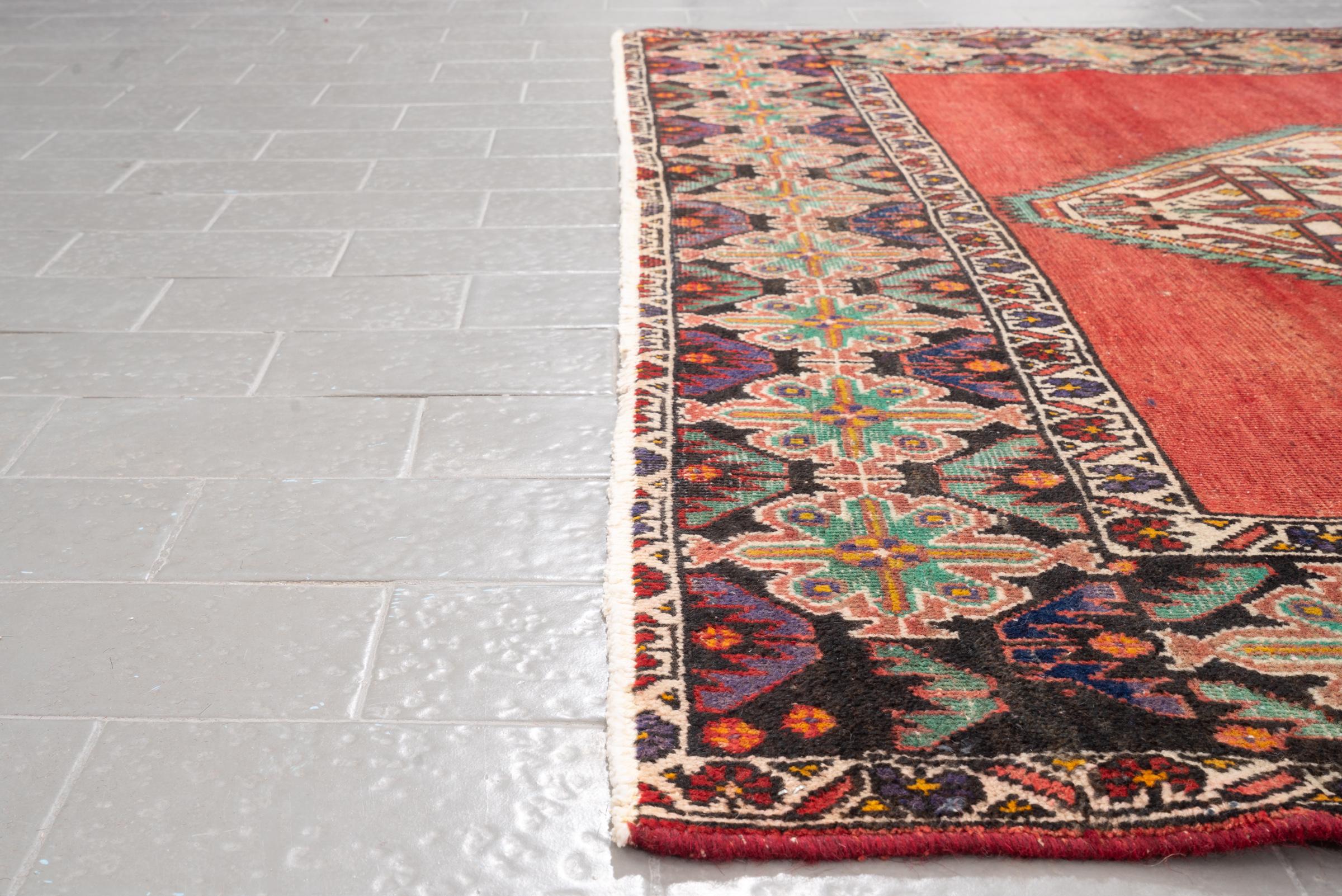 Vintage Afshar Dual Toranj Worn Persian Rug