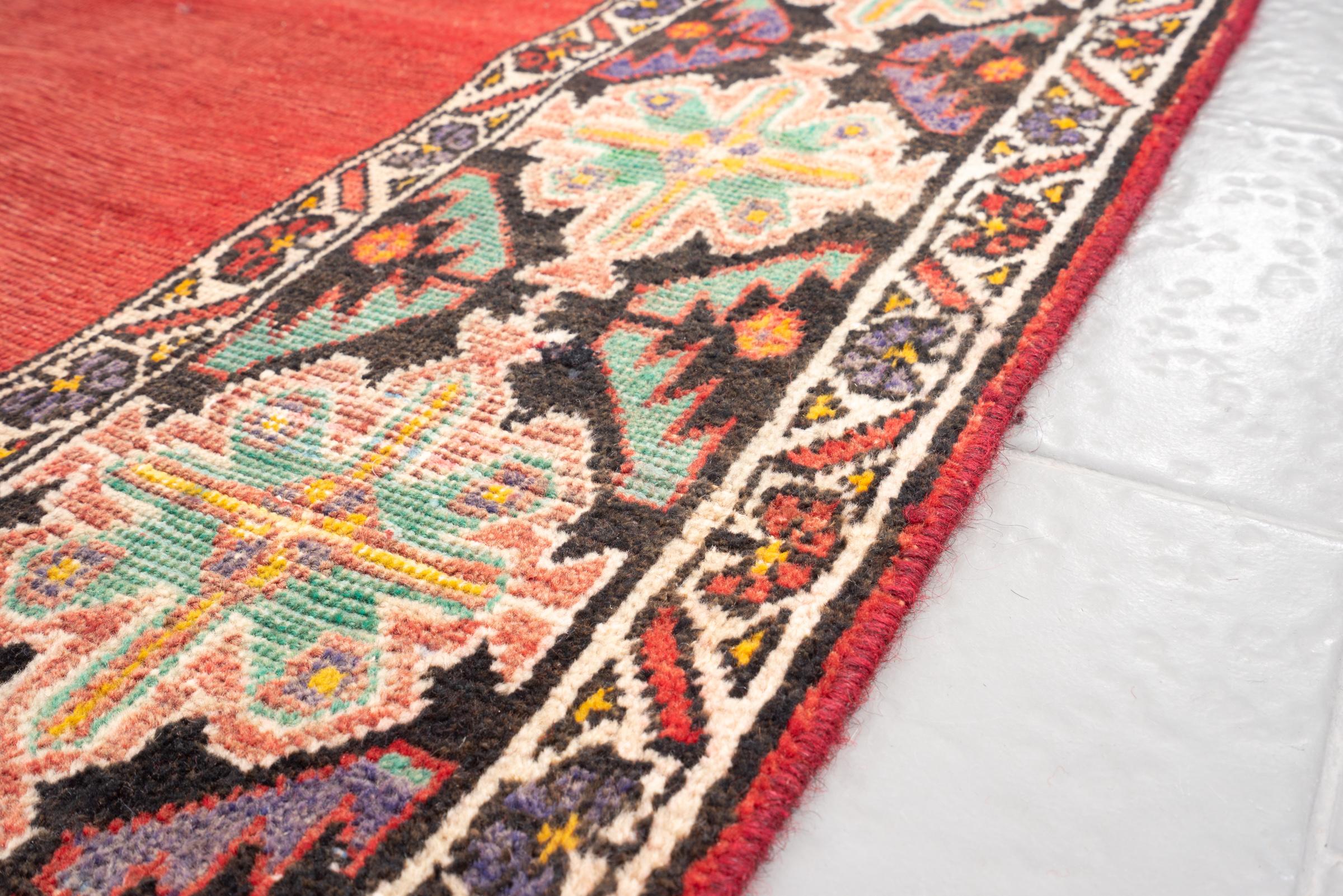 Vintage Afshar Dual Toranj Worn Persian Rug