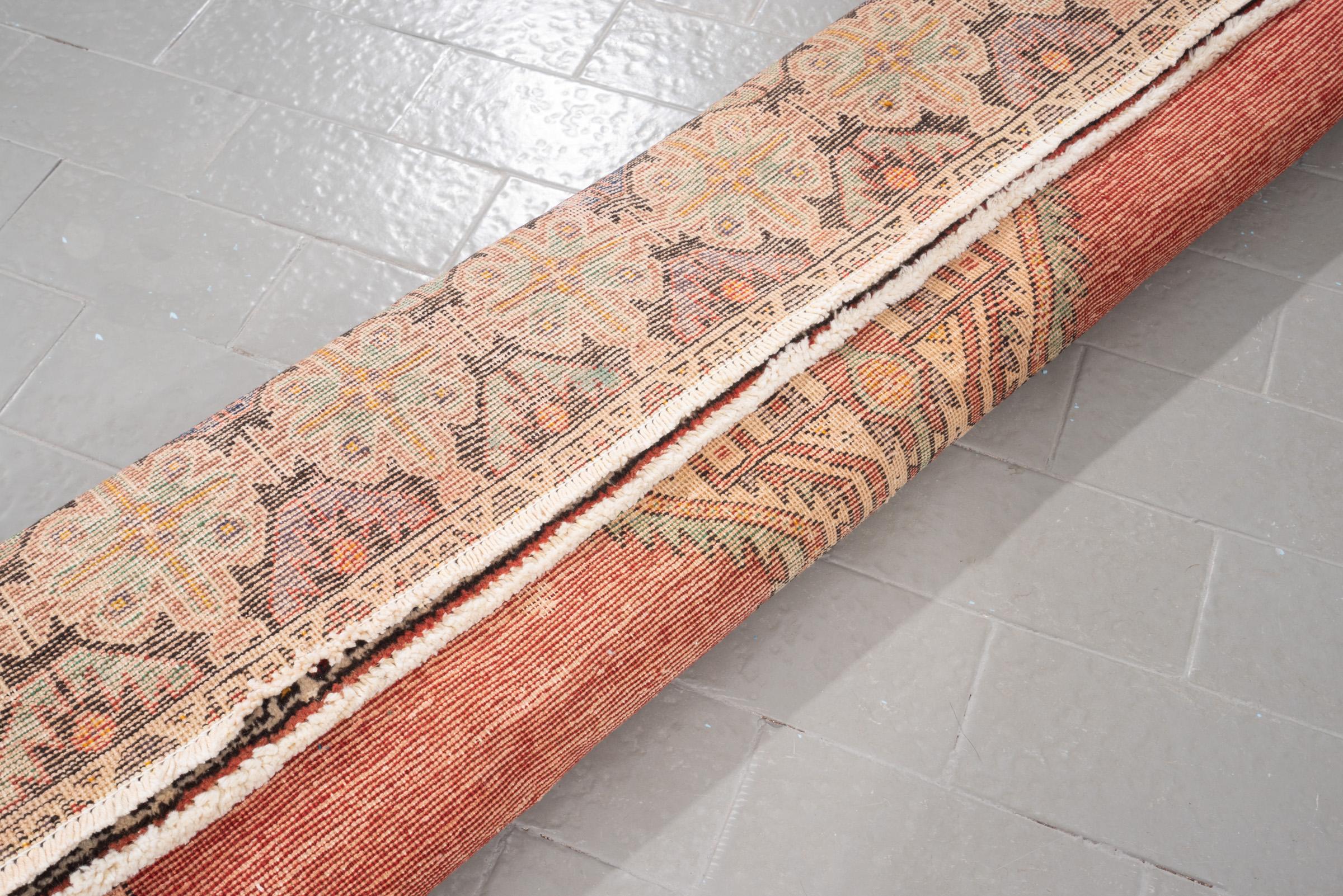 Vintage Afshar Dual Toranj Worn Persian Rug