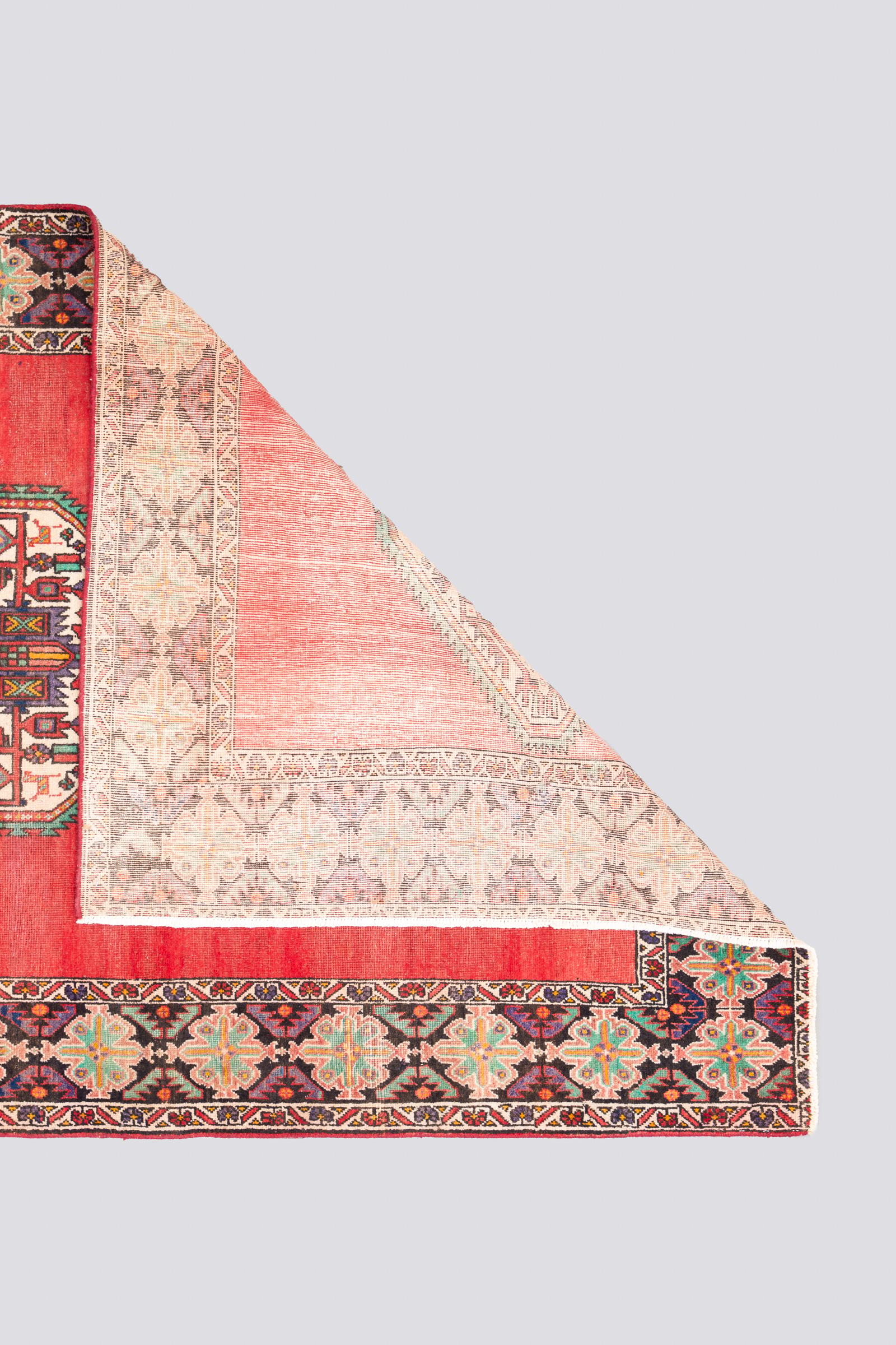 Vintage Afshar Dual Toranj Worn Persian Rug