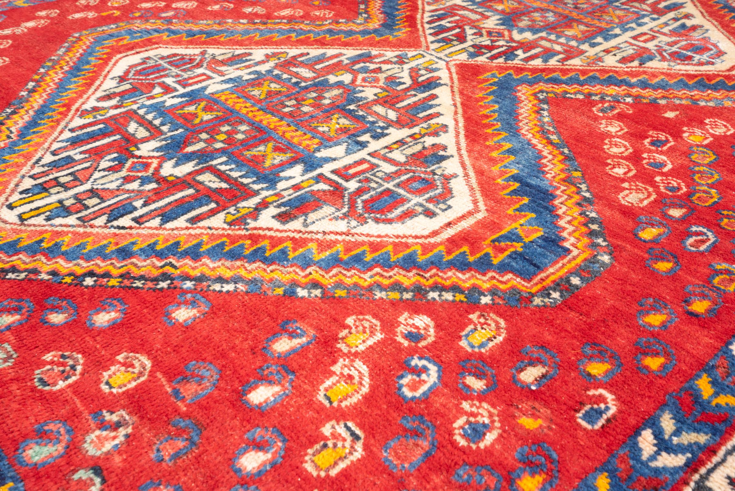 Vintage Dehaj double Toranj Persian Rug