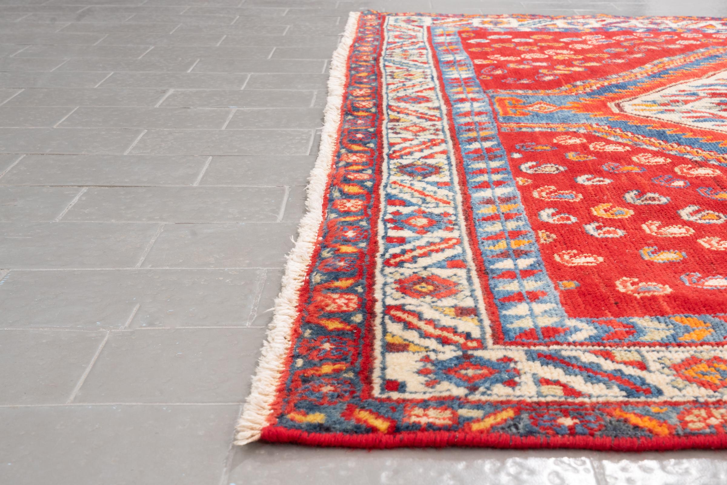 Vintage Dehaj double Toranj Persian Rug