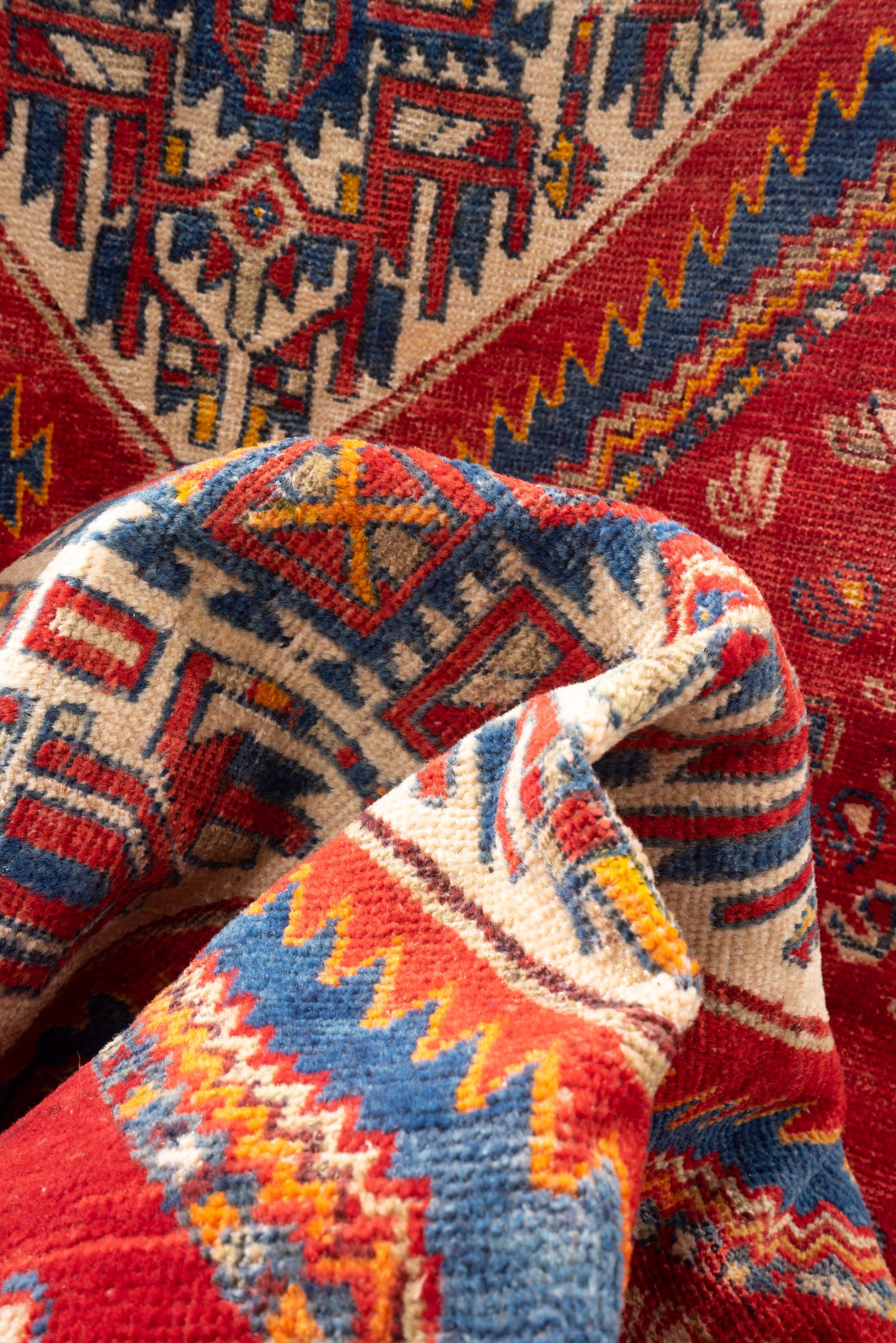 Vintage Dehaj double Toranj Persian Rug