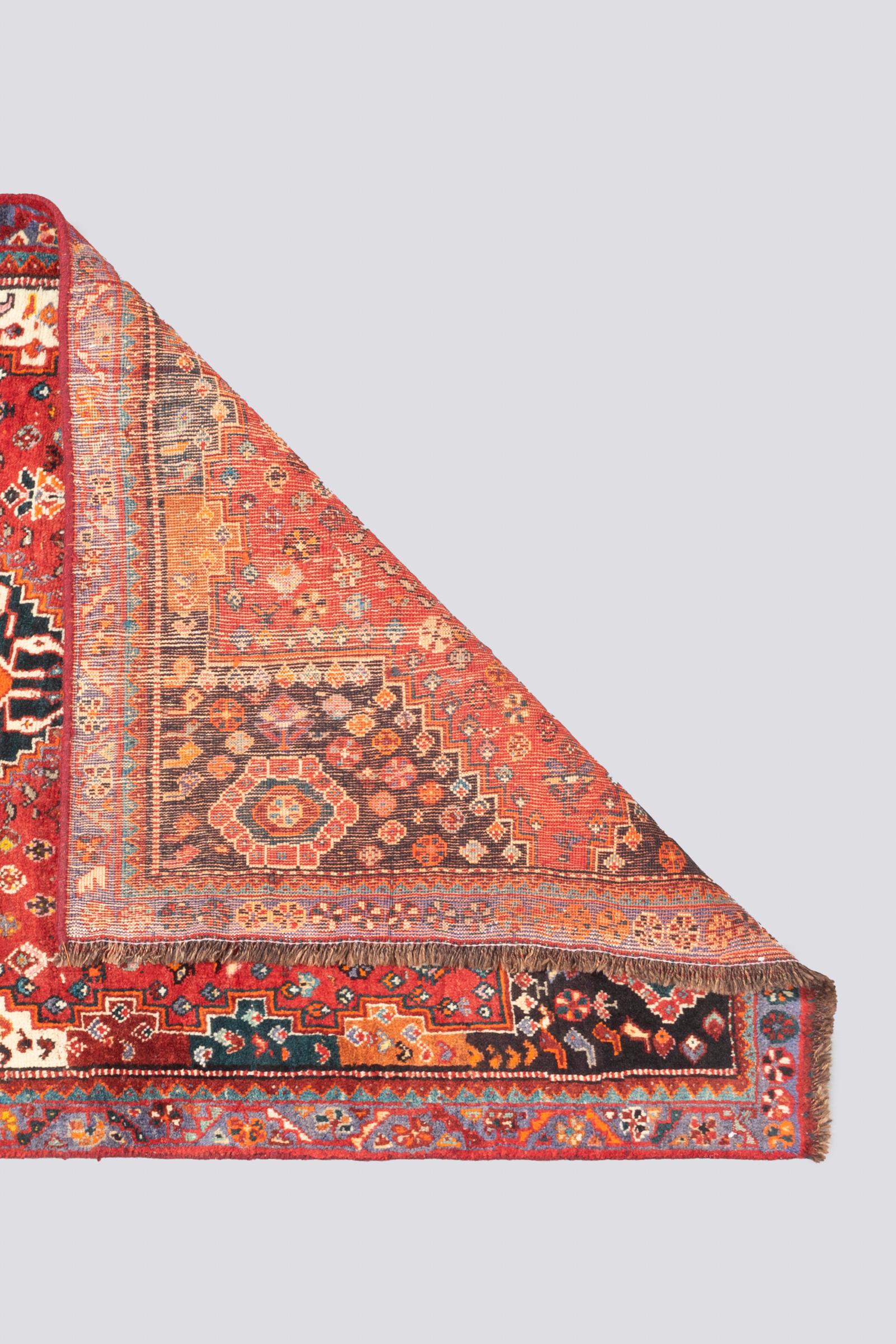 Vintage Qashqai Eqlid Double Toranj Persian Rug