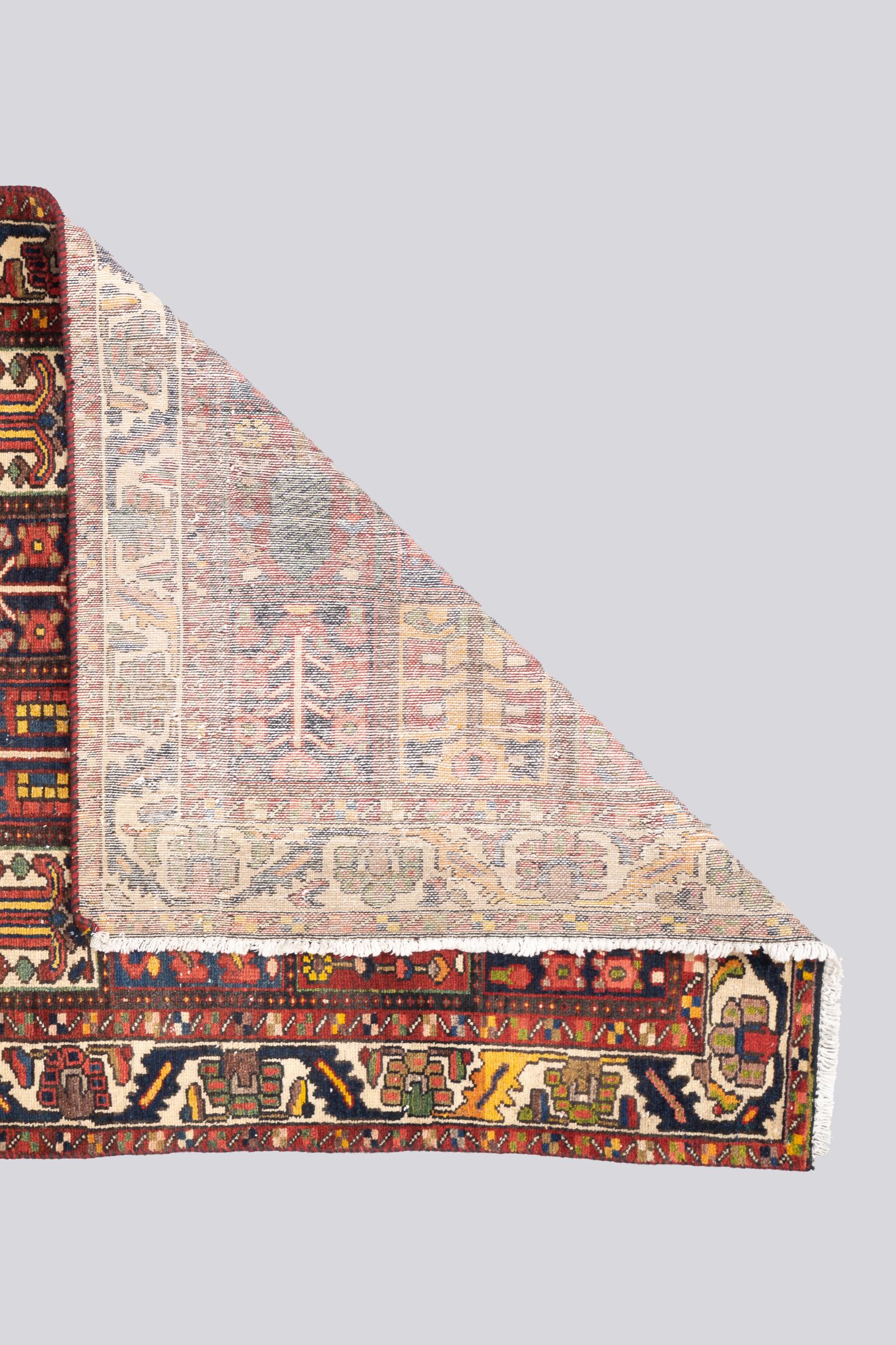 Antique Bakhtiari Persian Garden Kheshti Rug