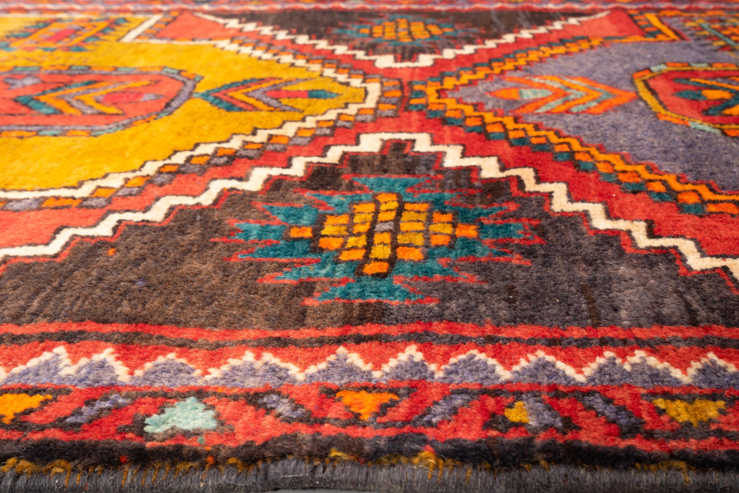 Vintage Meshkin triple Toranj Persian Runner Rug