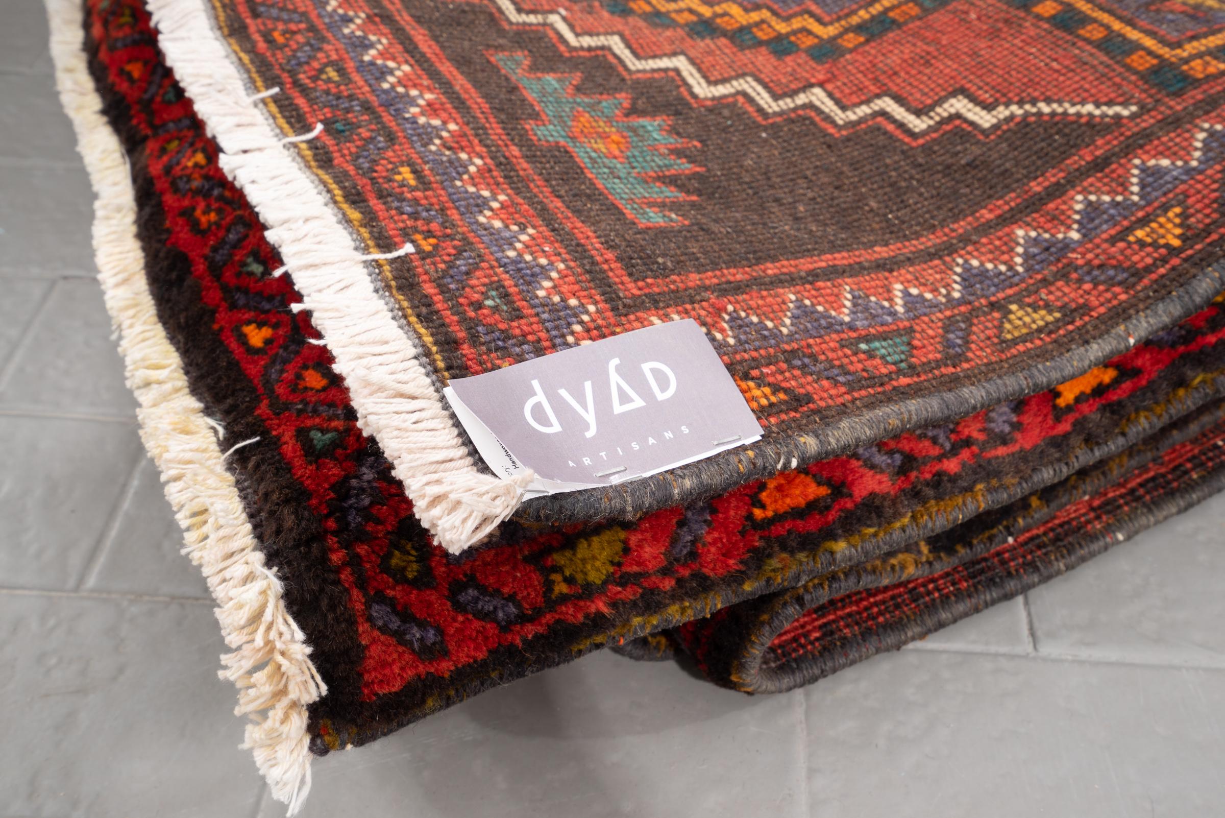 Vintage Meshkin triple Toranj Persian Runner Rug