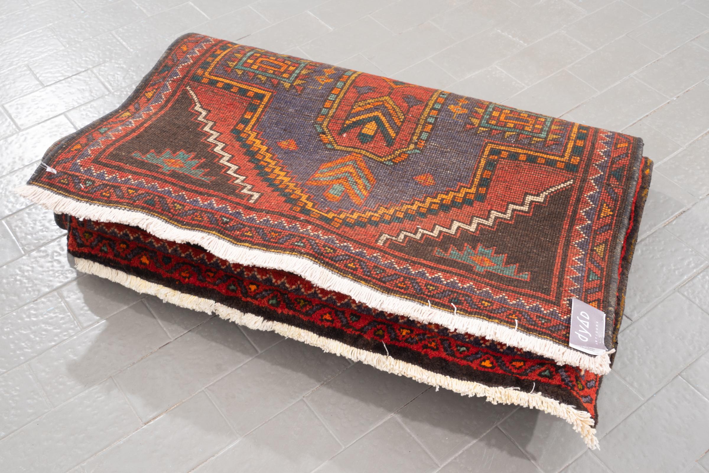 Vintage Meshkin triple Toranj Persian Runner Rug