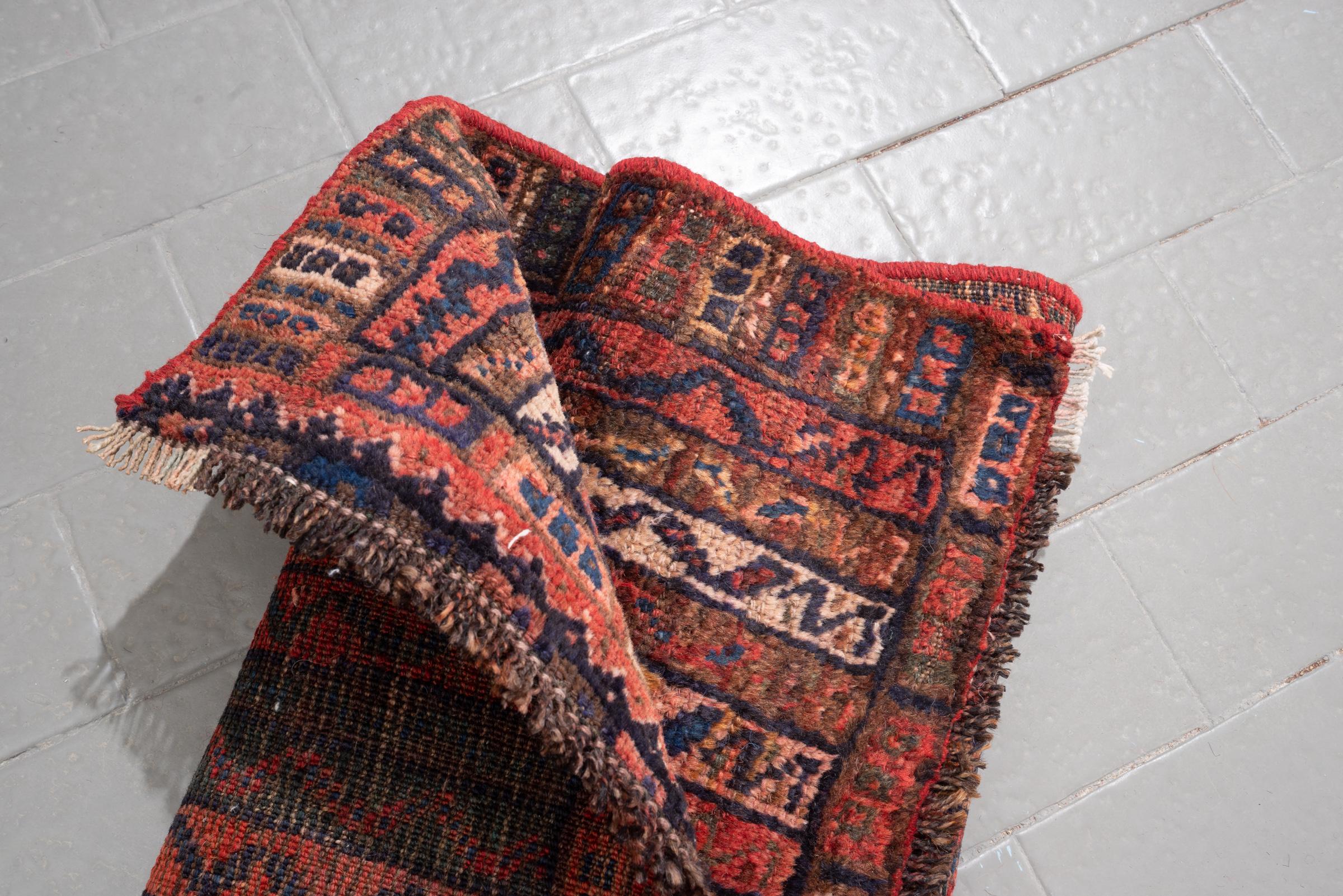 Antique Qashqai Muhrammat Persian Poshti Rug