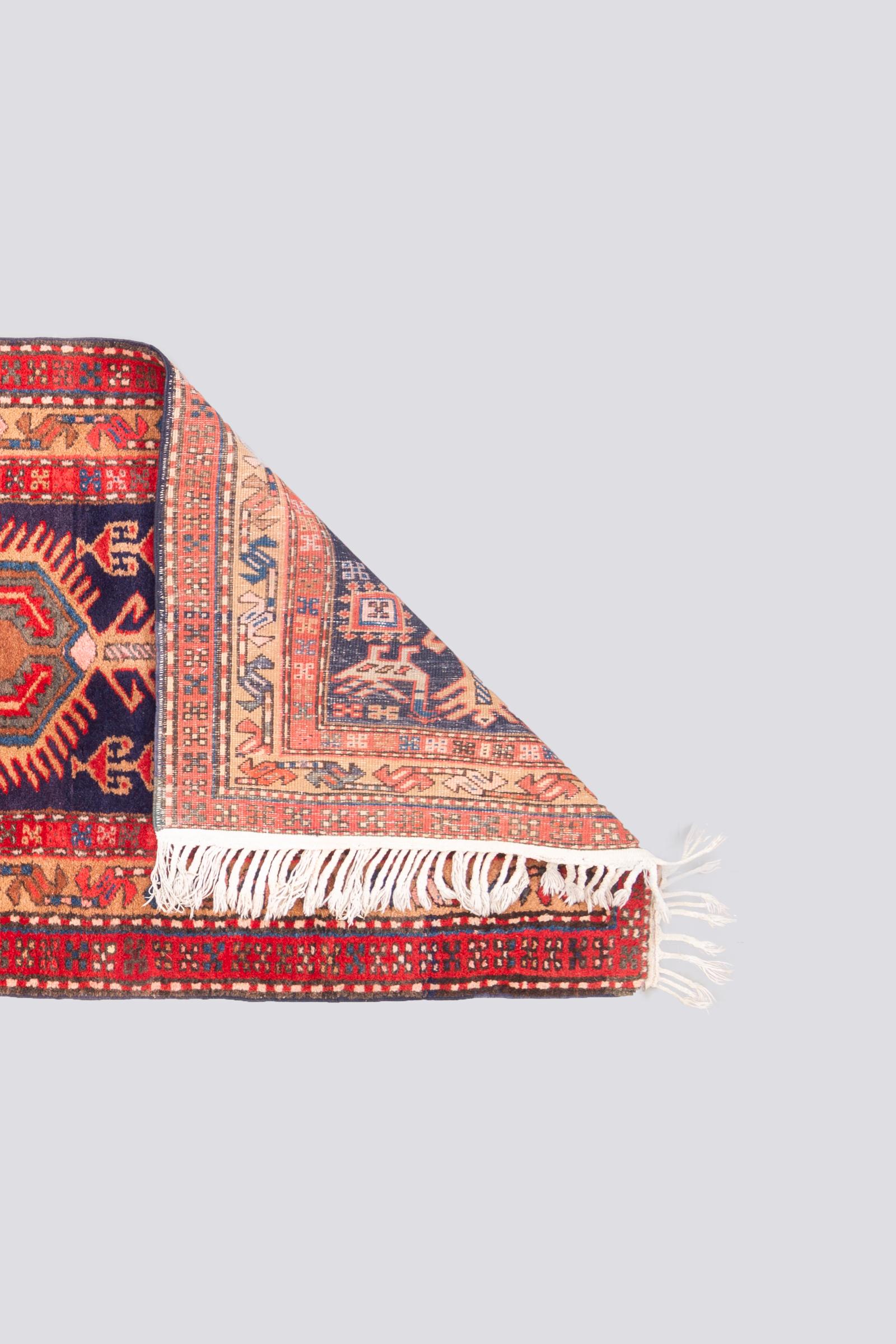 Vintage Meshkin Geometric Persian Runner Rug