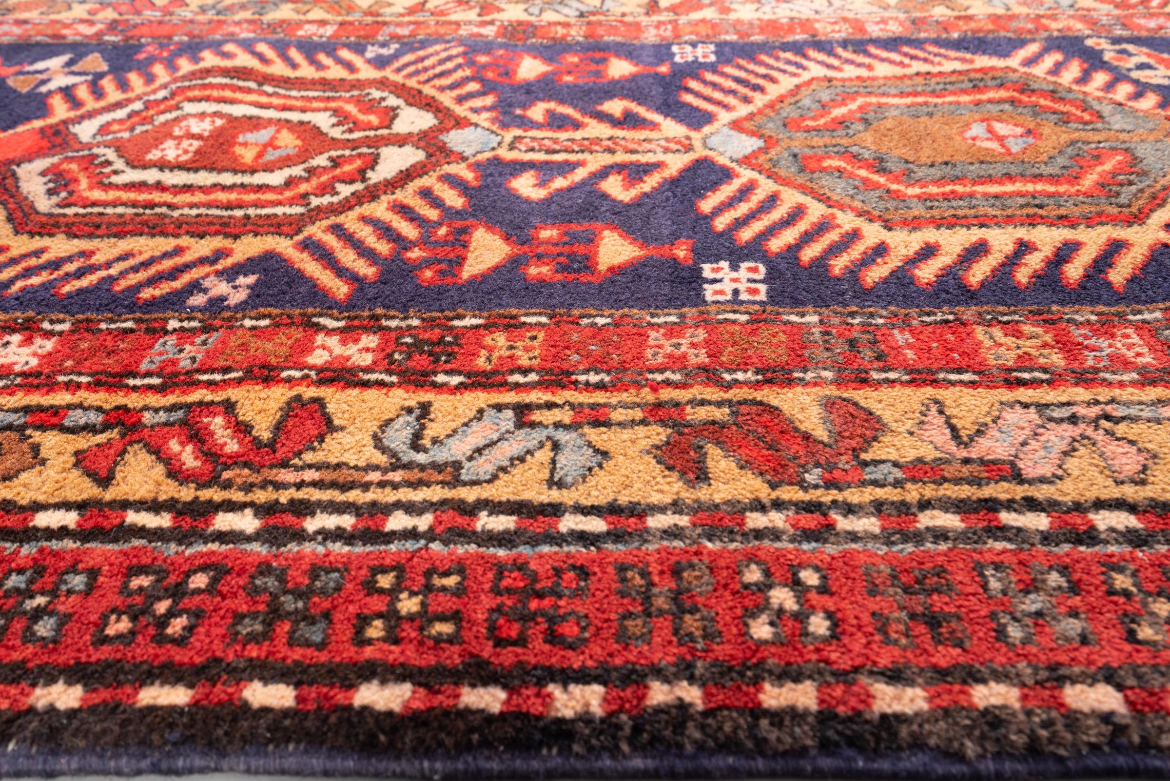 Vintage Meshkin Geometric Persian Runner Rug