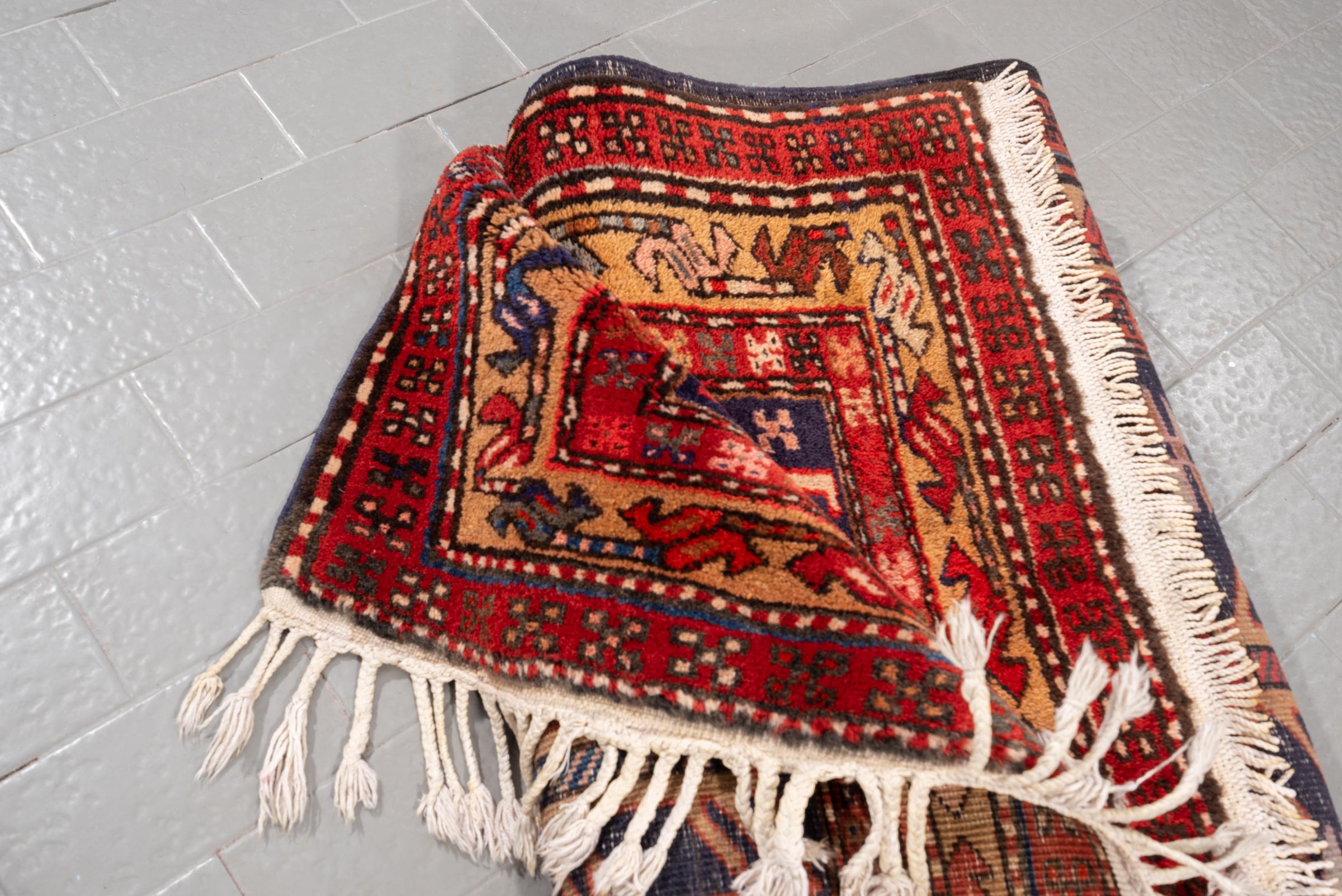 Vintage Meshkin Geometric Persian Runner Rug
