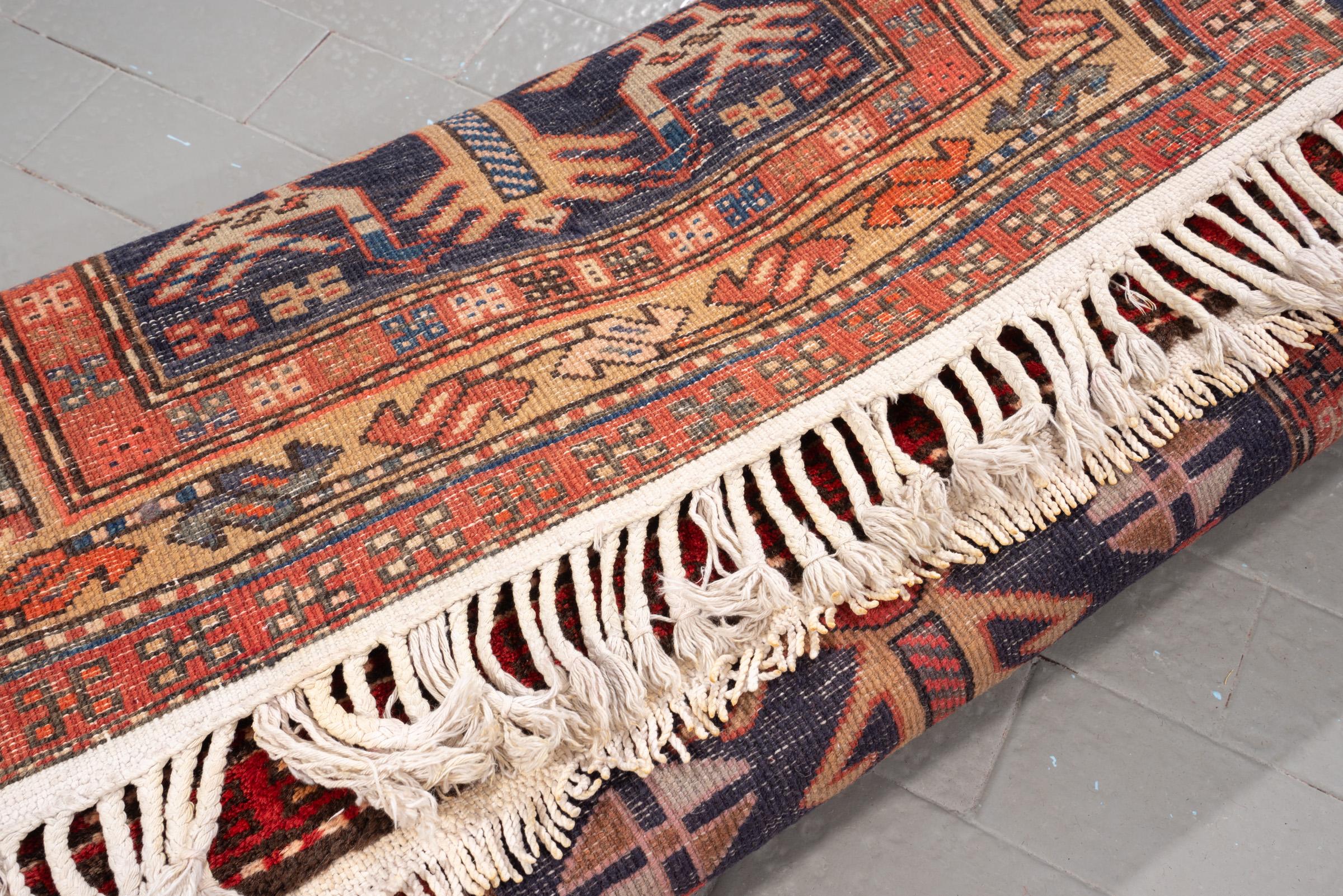 Vintage Meshkin Geometric Persian Runner Rug