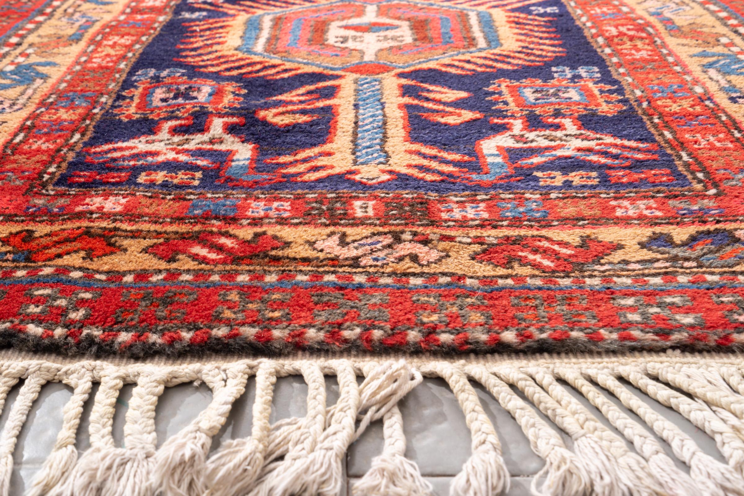 Vintage Meshkin Geometric Persian Runner Rug