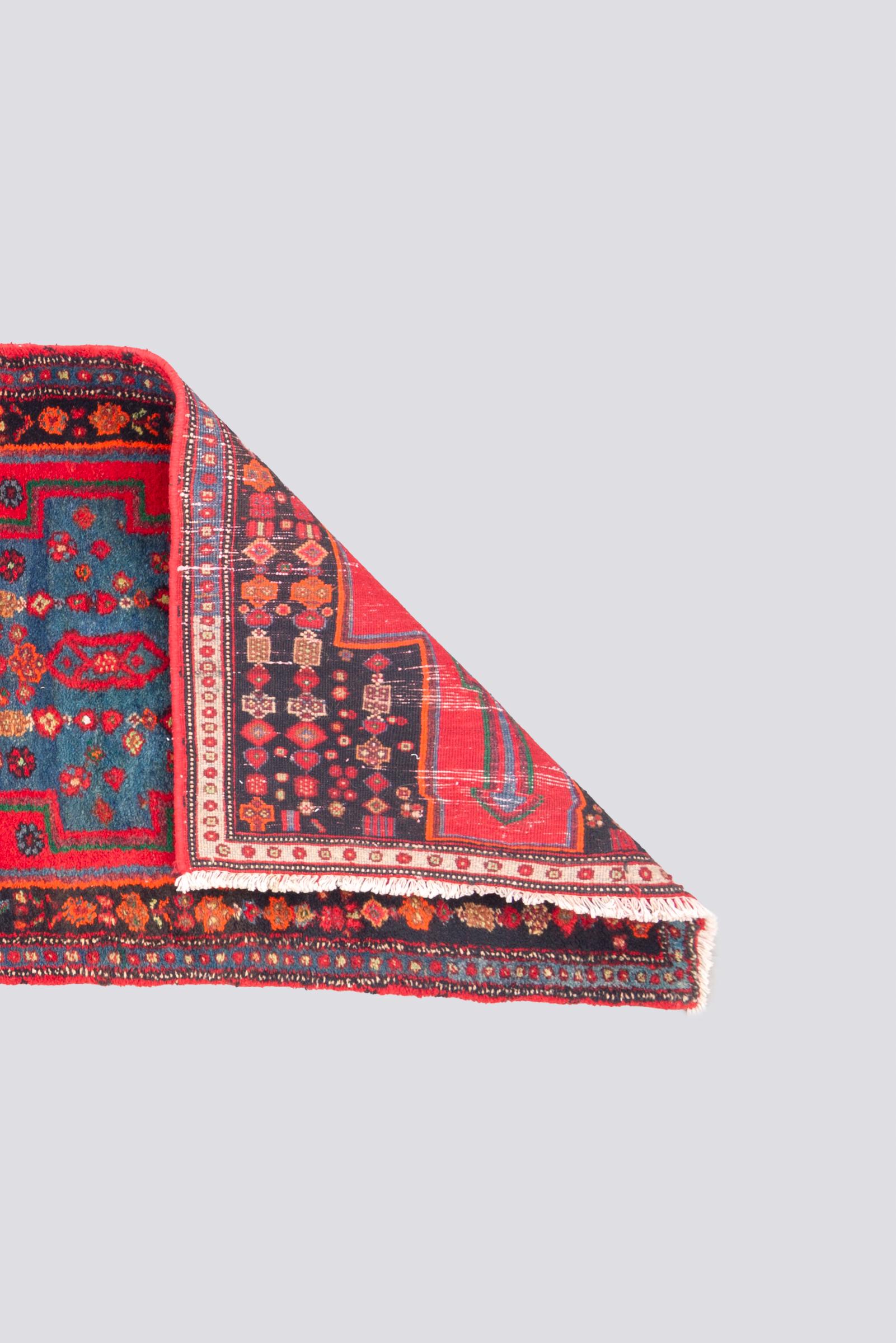 Vintage Zanjan rare triple Toranj Persian Runner Rug