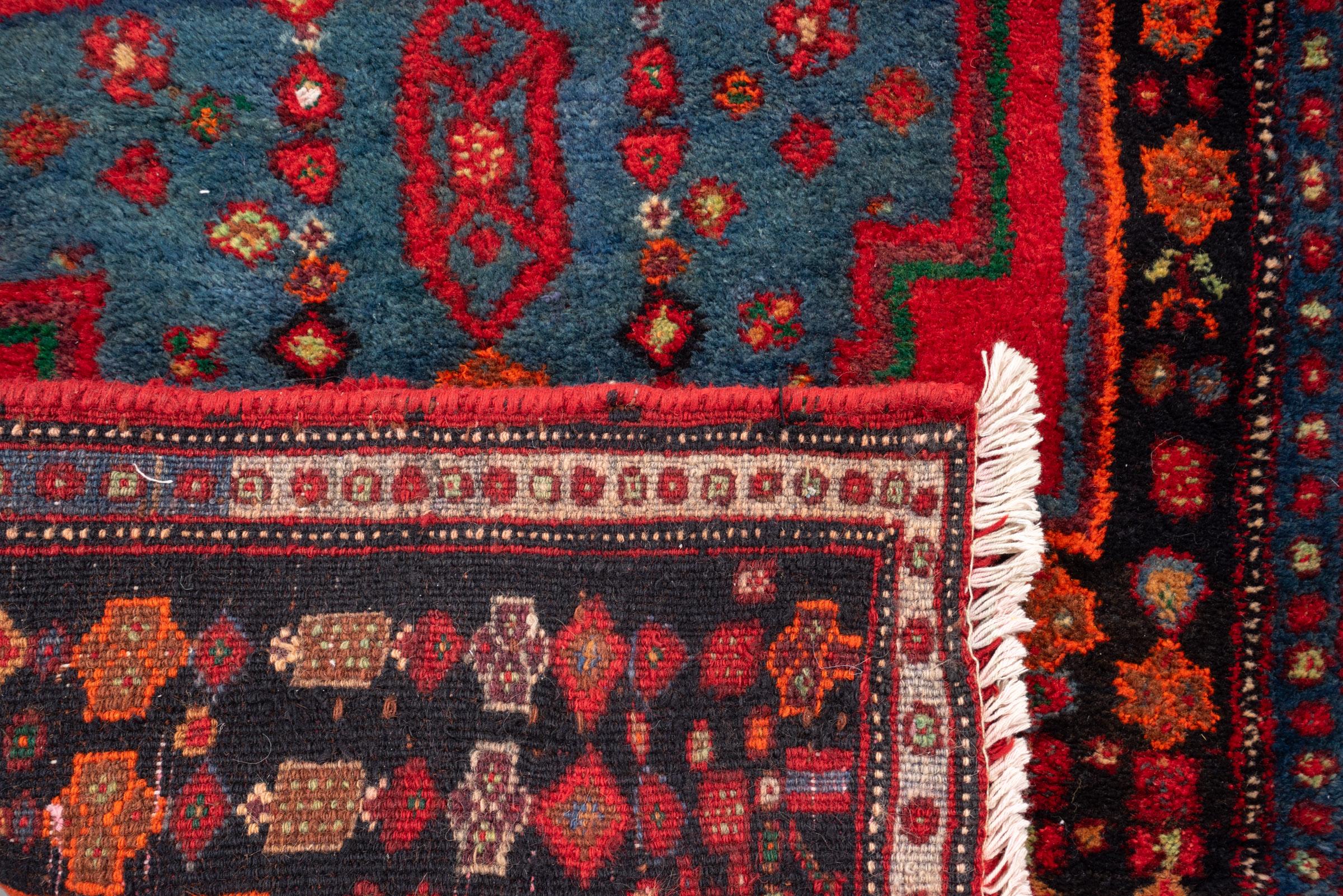 Vintage Zanjan rare triple Toranj Persian Runner Rug