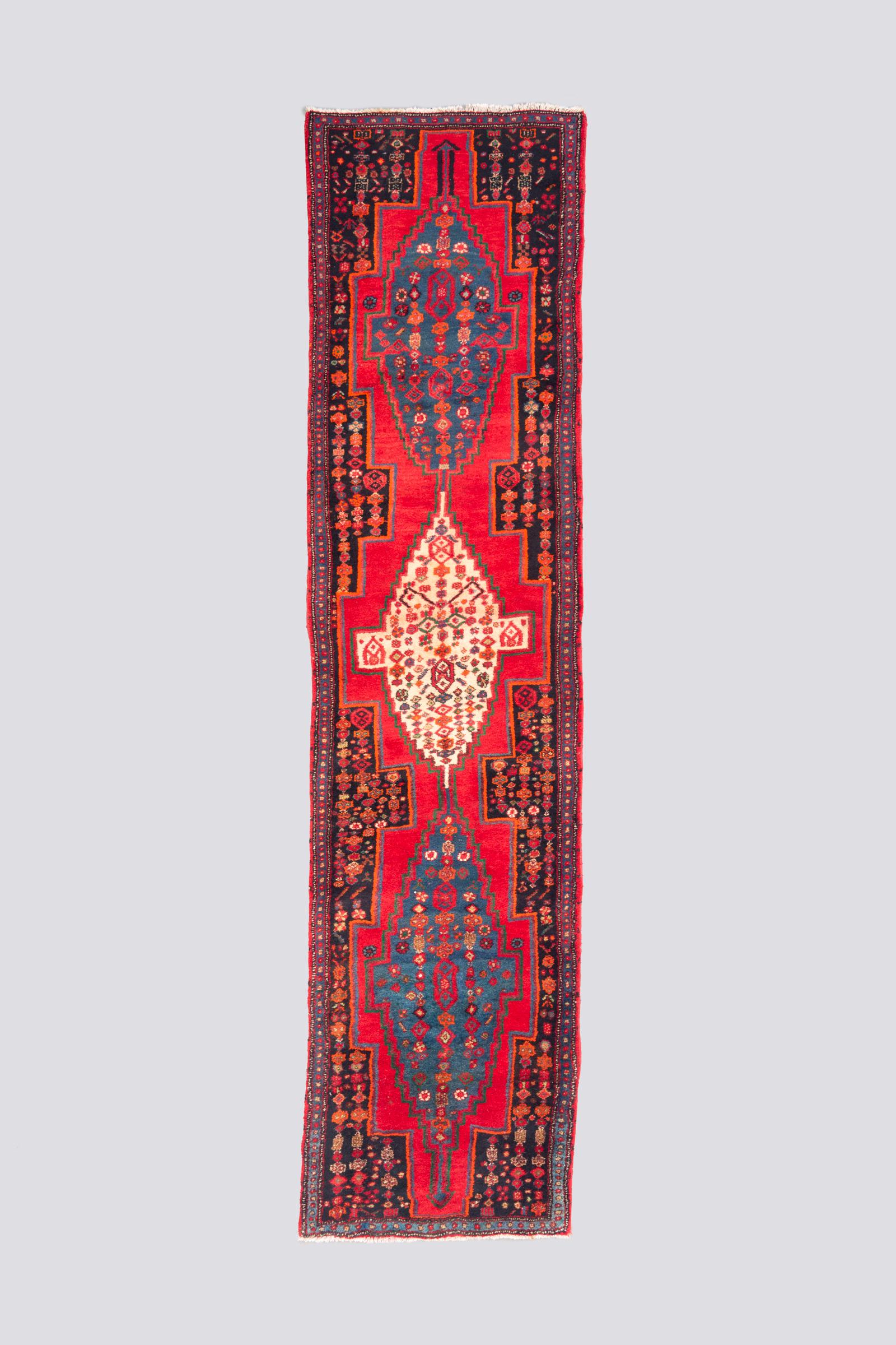 Vintage Zanjan rare triple Toranj Carpet Runner 3SQM