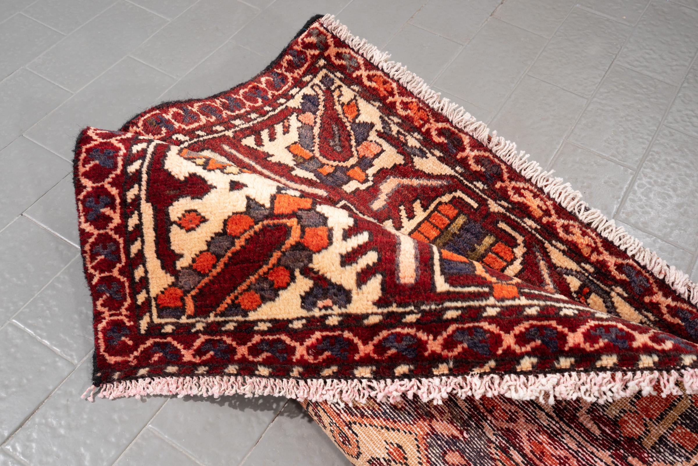Vintage Bakhtiari Orange and green Sarvi Lattices Persian Rug