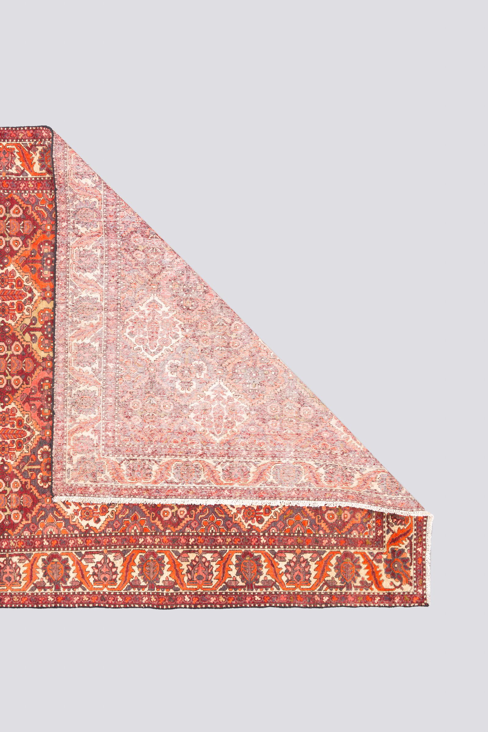 Vintage Bakhtiari Orange and green Sarvi Lattices Persian Rug
