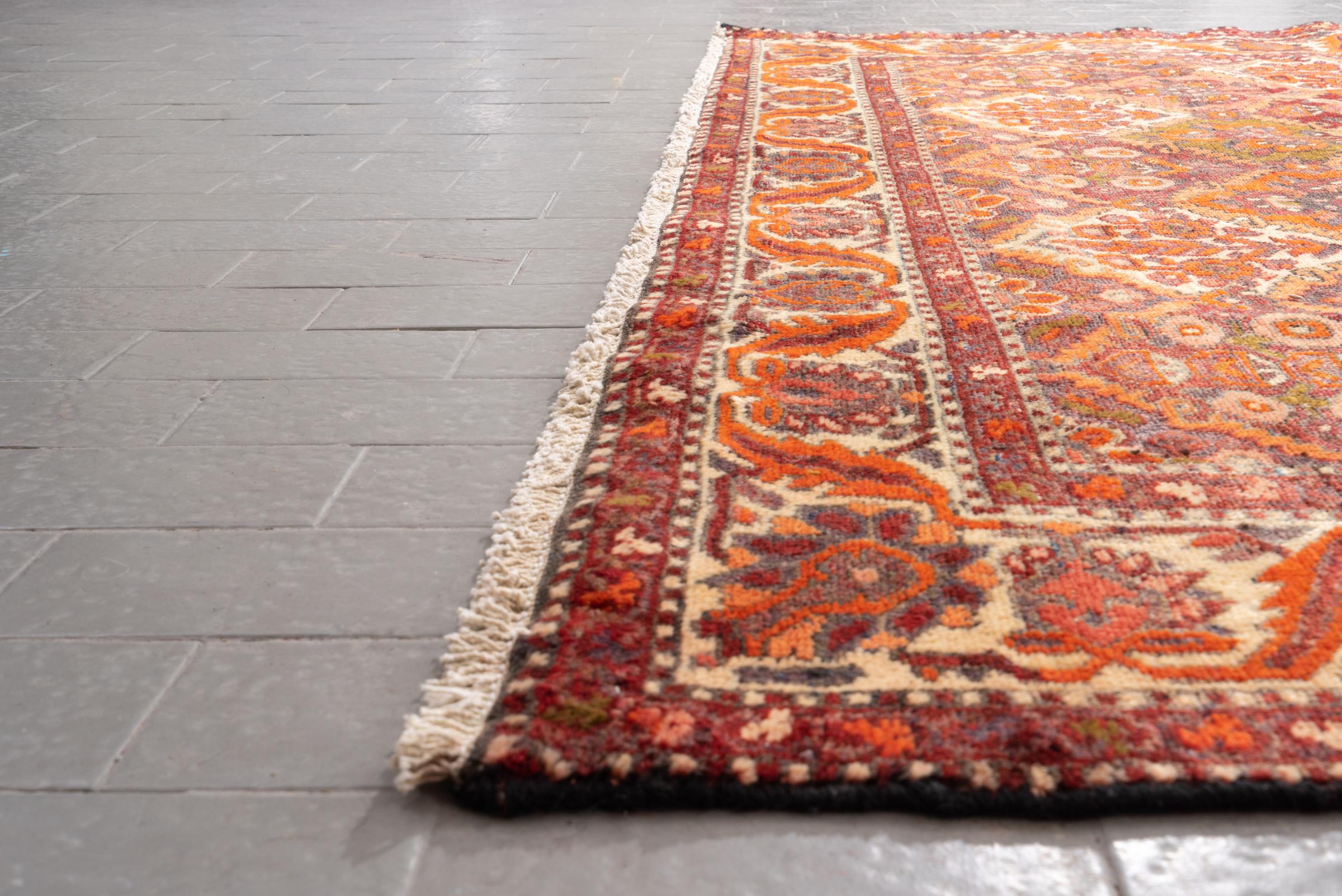 Vintage Bakhtiari Orange and green Sarvi Lattices Persian Rug