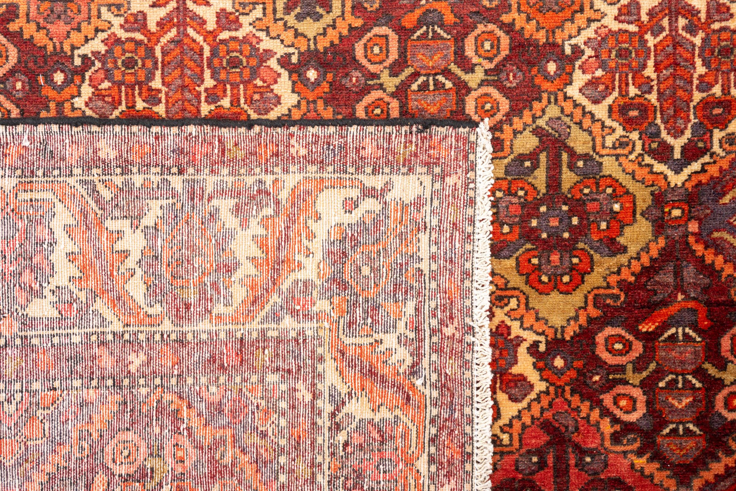Vintage Bakhtiari Orange and green Sarvi Lattices Persian Rug
