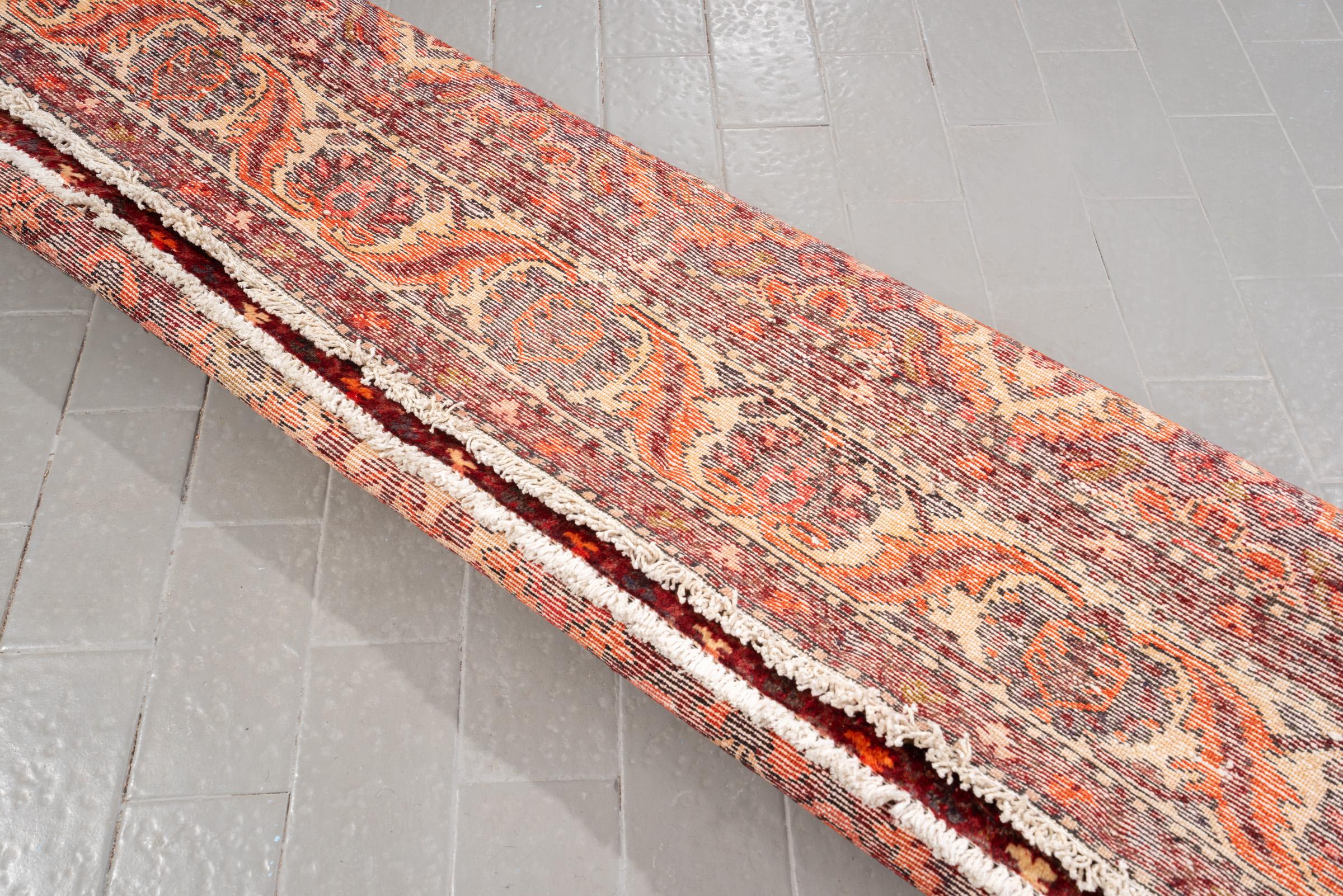 Vintage Bakhtiari Orange and green Sarvi Lattices Persian Rug