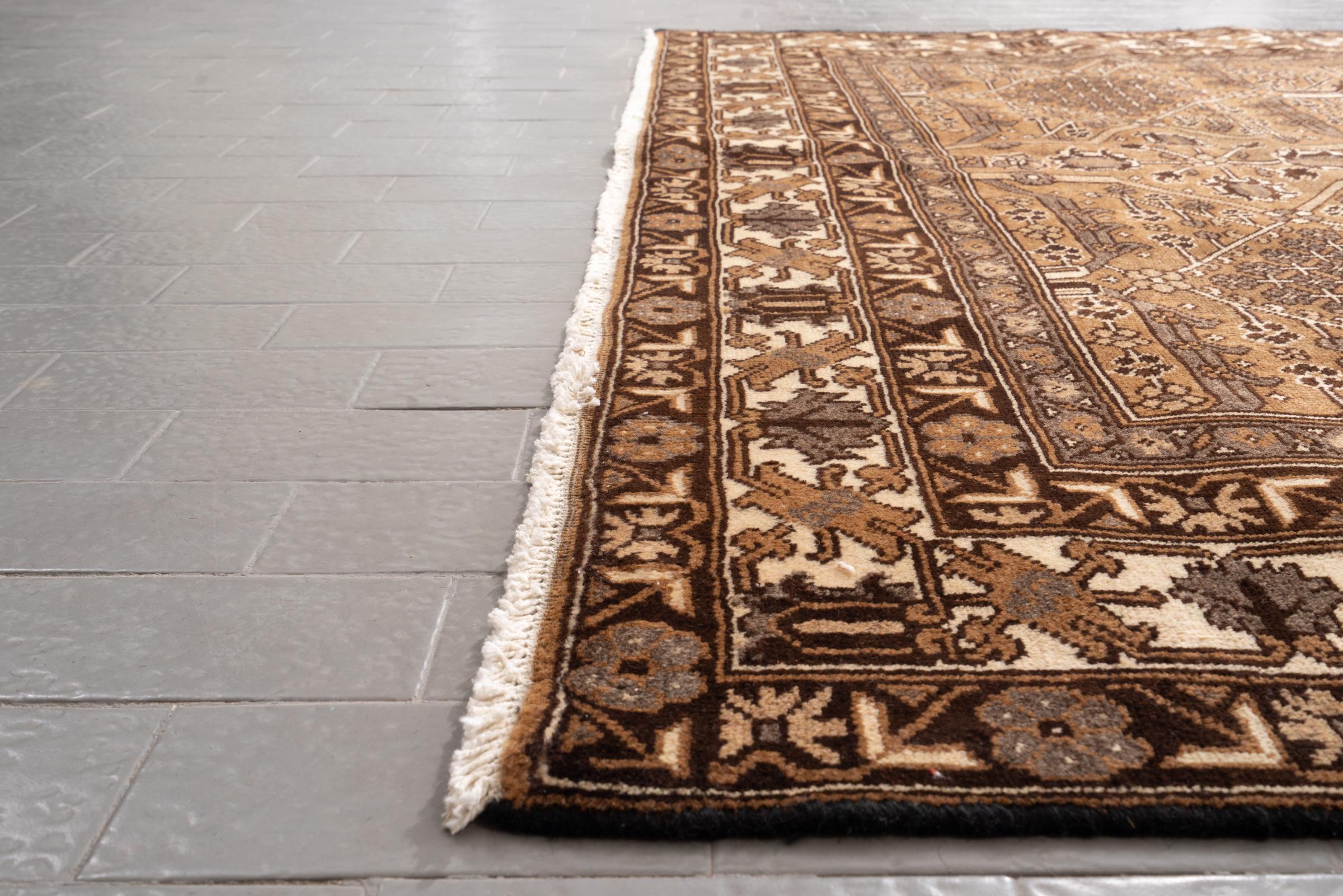 Vintage Bakhtiari Self Dye Wool Geometric Persian Rug
