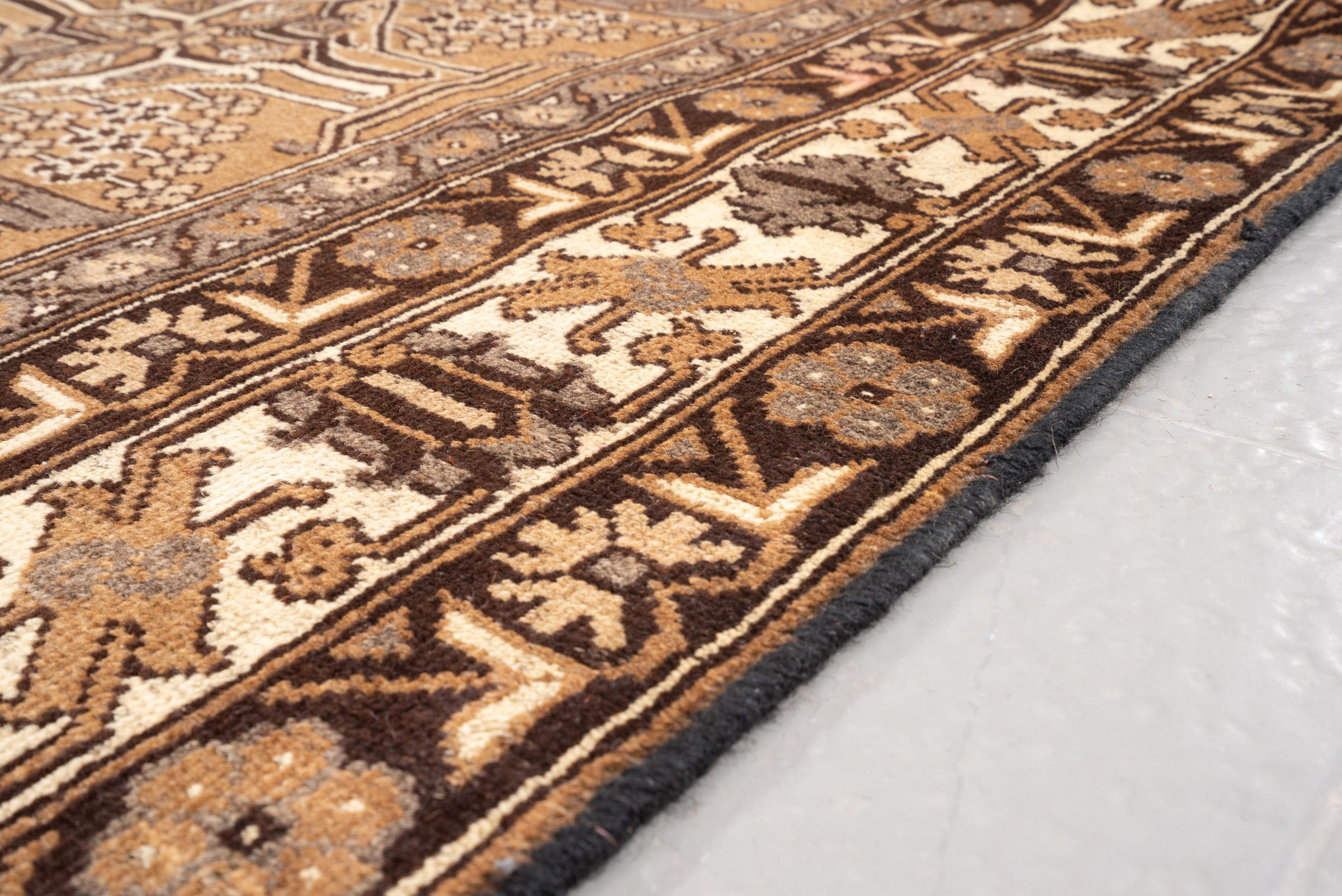 Vintage Bakhtiari Self Dye Wool Geometric Persian Rug