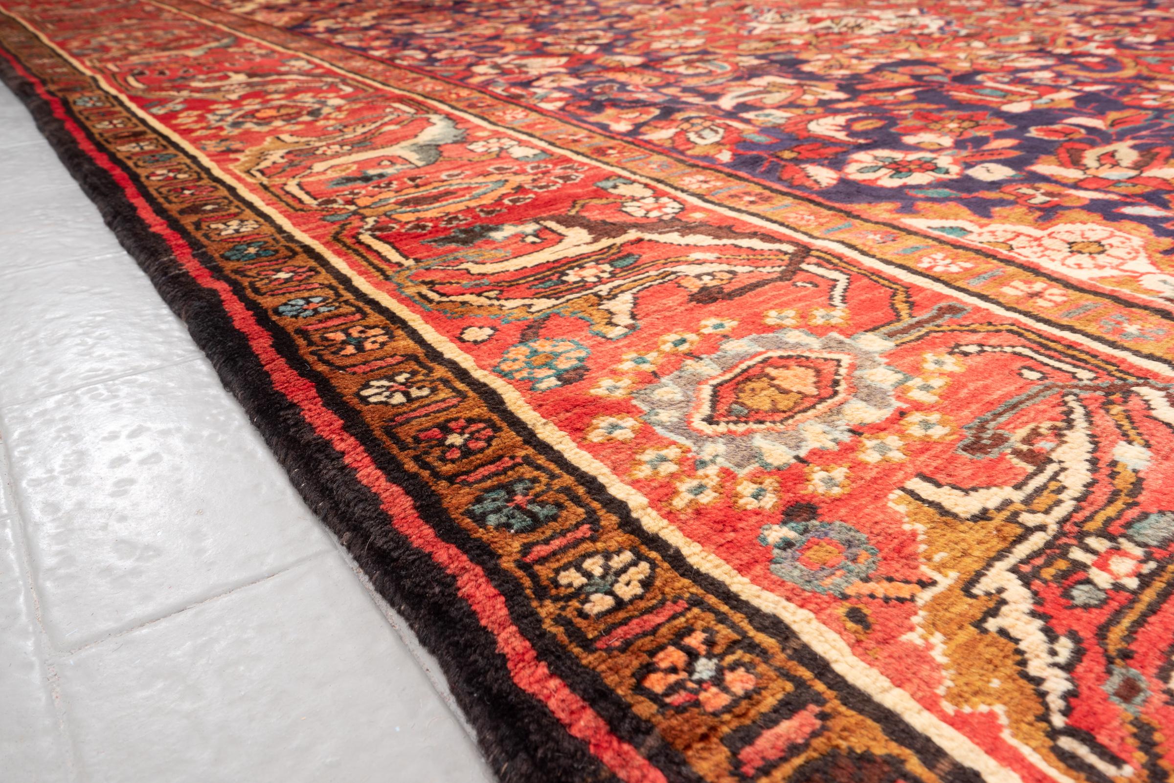 Vintage Bakhtiari Floral Toranj Persian Rug