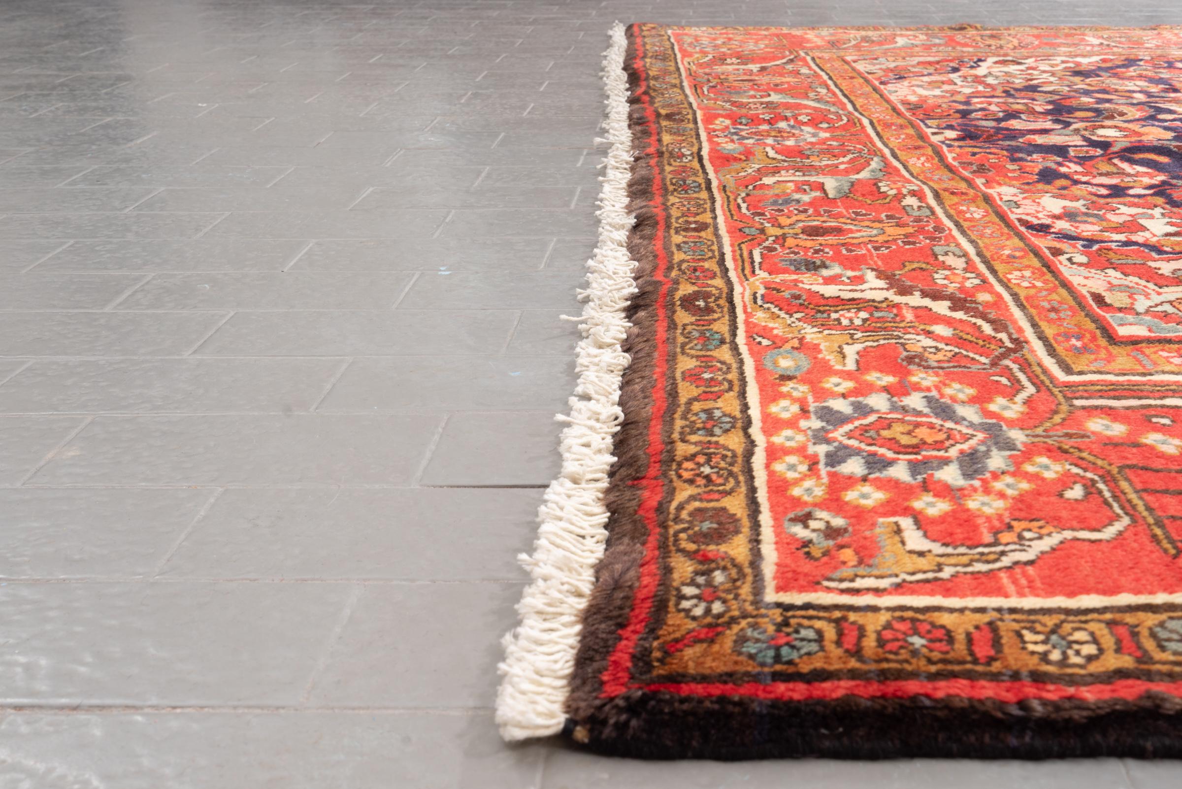 Vintage Bakhtiari Floral Toranj Persian Rug