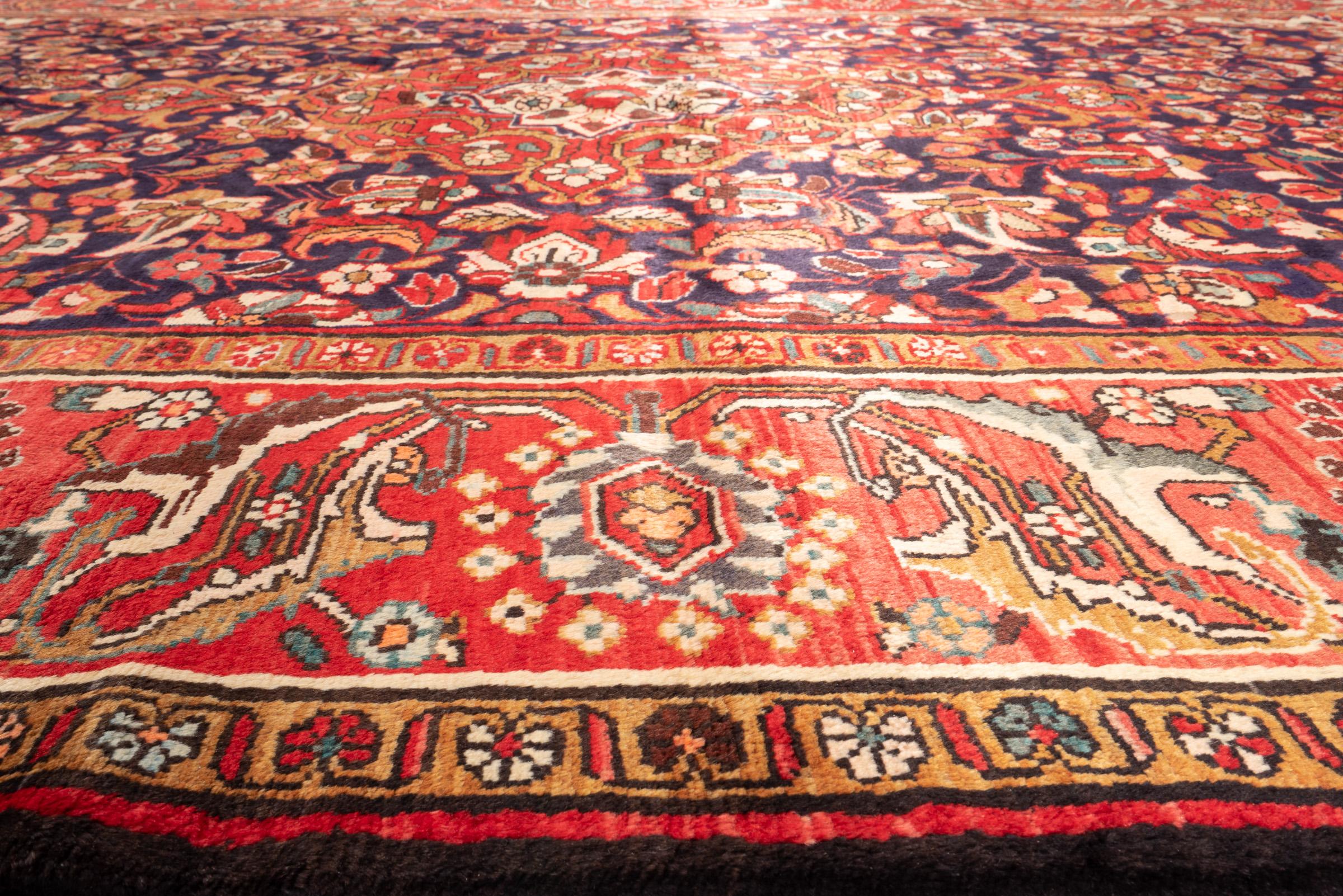 Vintage Bakhtiari Floral Toranj Persian Rug