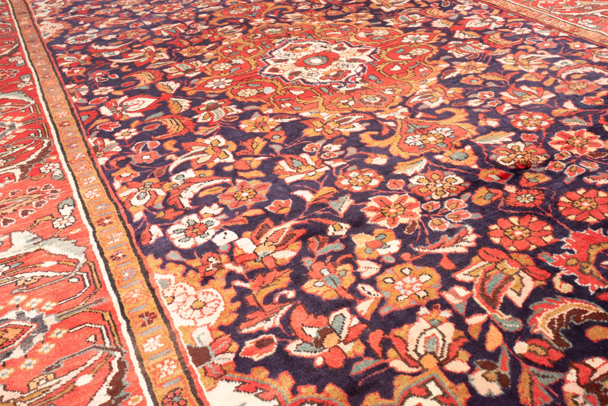 Vintage Bakhtiari Floral Toranj Persian Rug