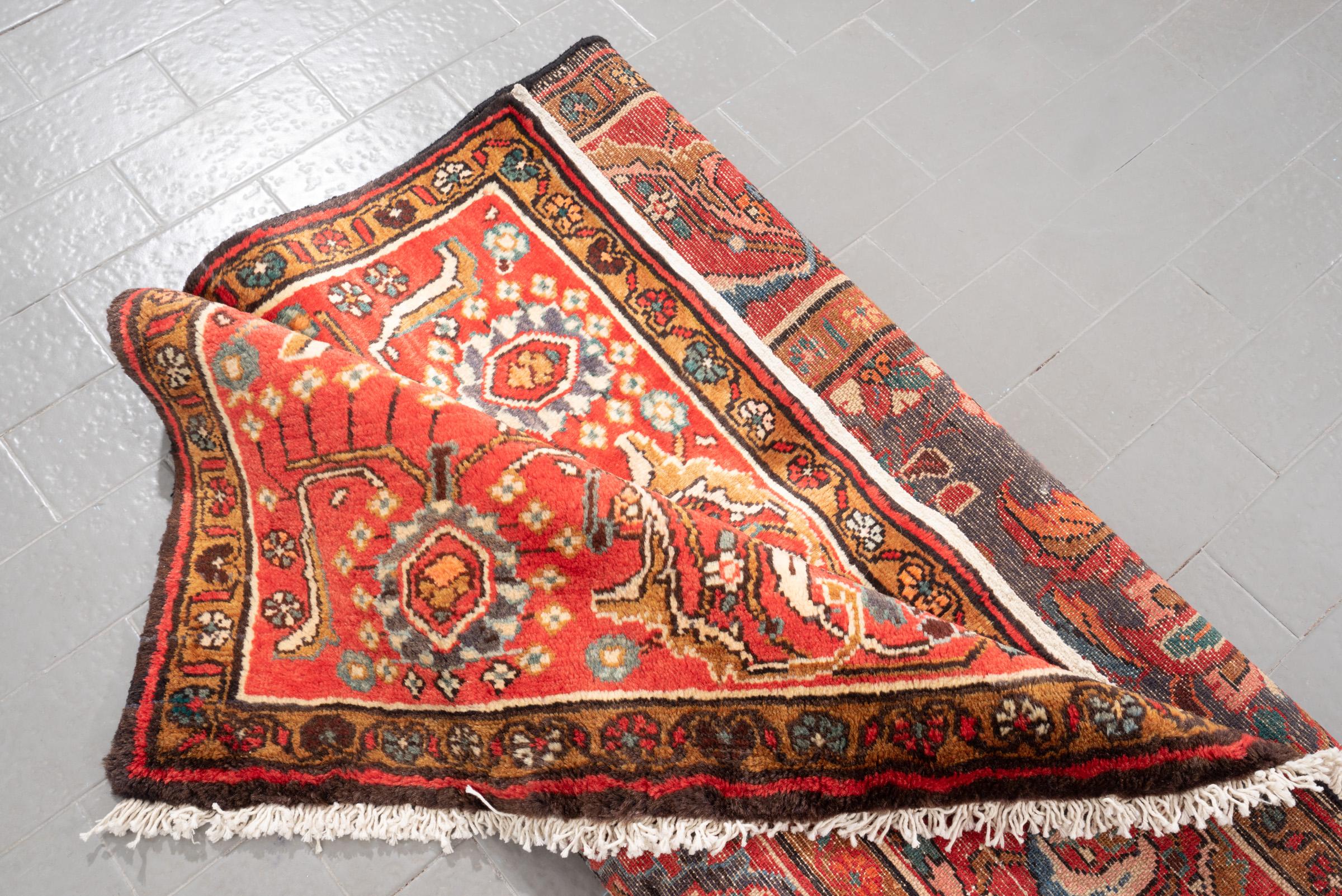 Vintage Bakhtiari Floral Toranj Persian Rug