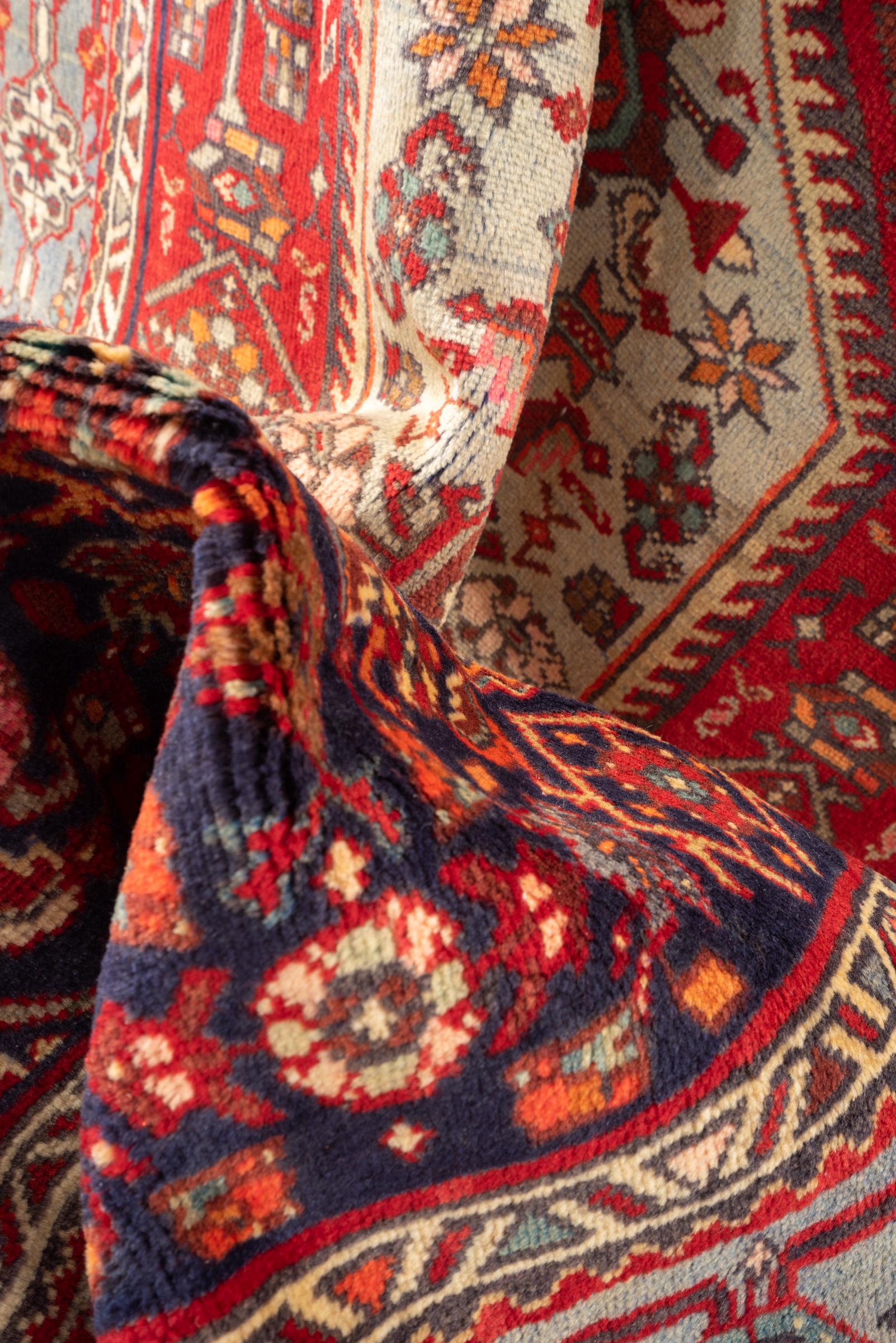 Vintage Zanjan Khamse Lachak Toranj Persian Rug