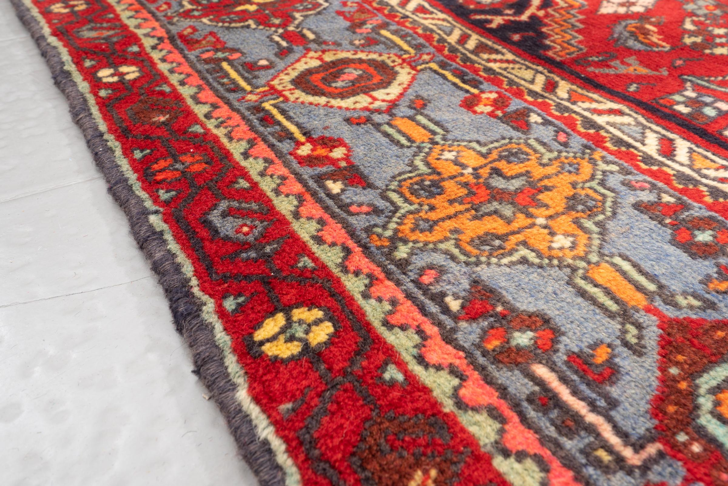 Vintage Zanjan Khamse Lachak Toranj Persian Rug 2