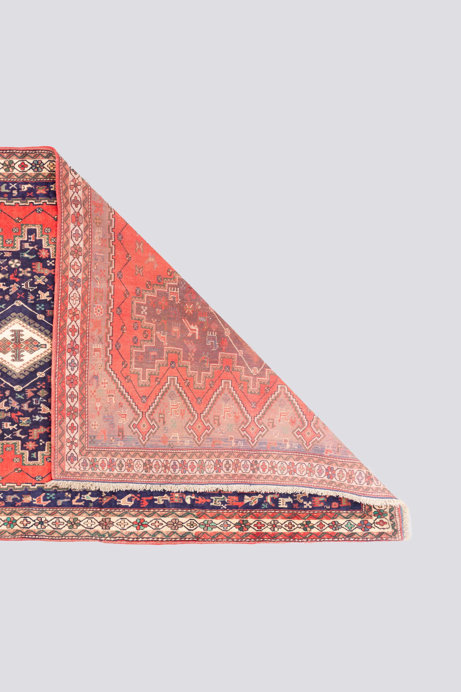 Vintage Afshar Panj Kaleh Persian Rug