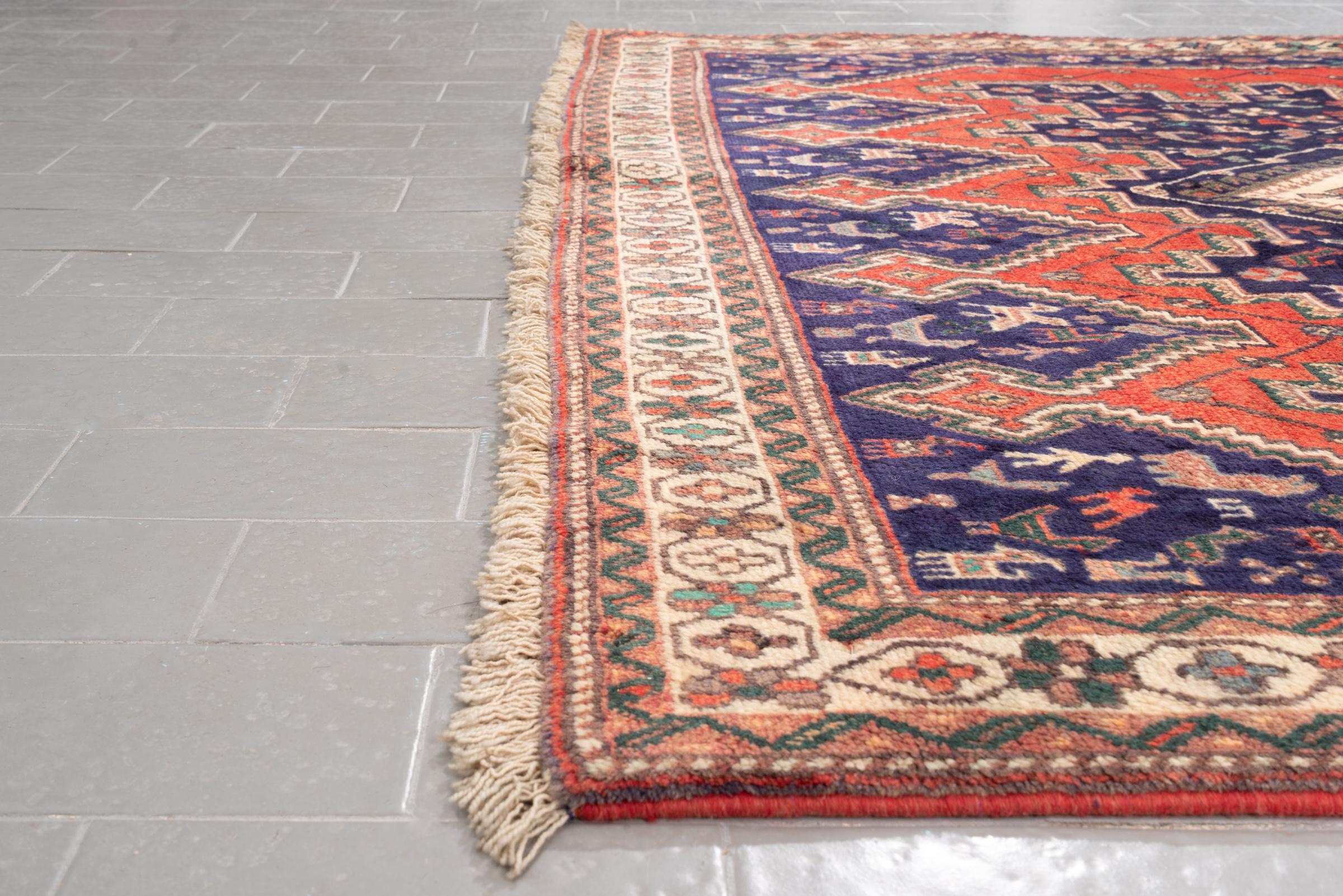 Vintage Afshar Panj Kaleh Persian Rug
