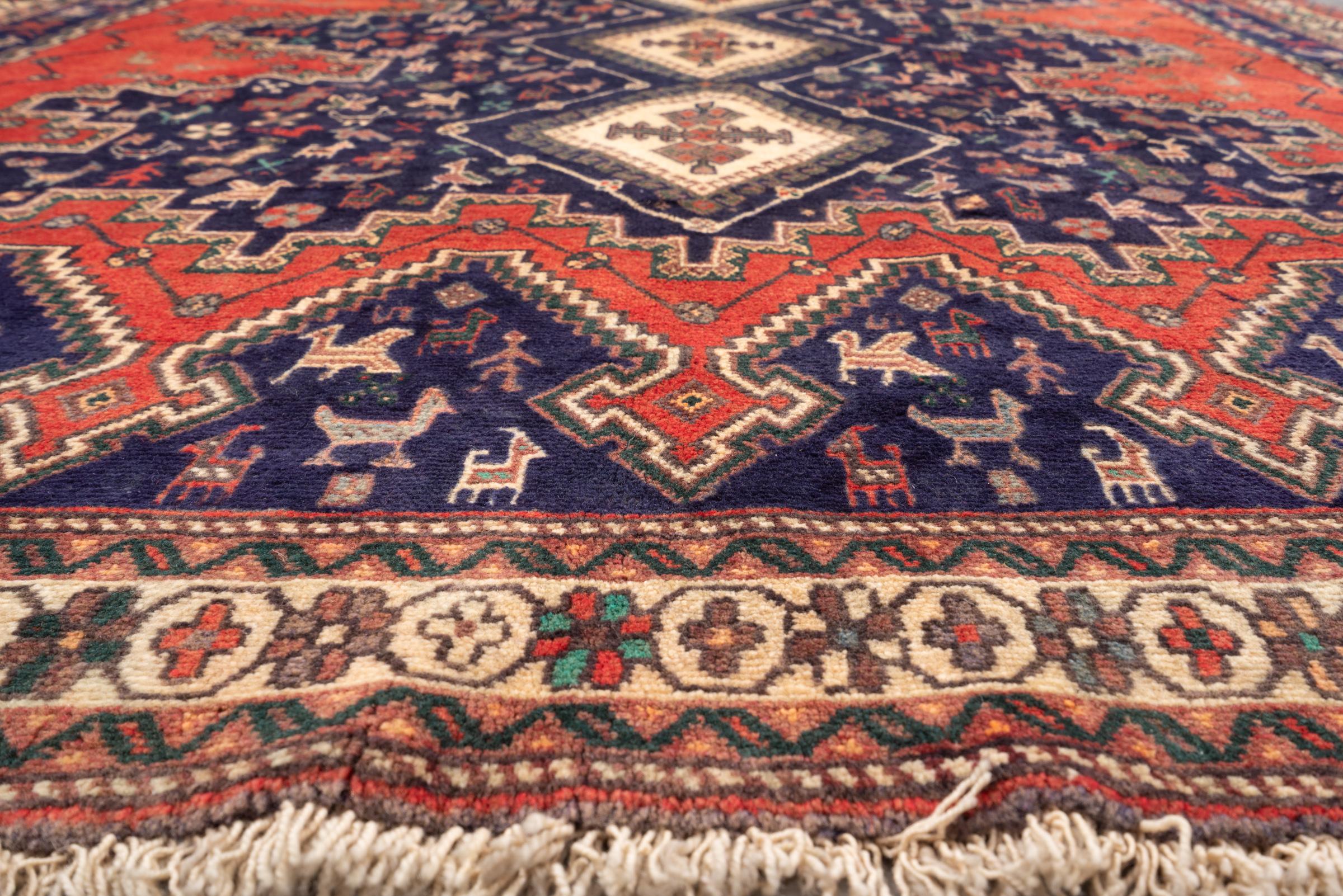 Vintage Afshar Panj Kaleh Persian Rug