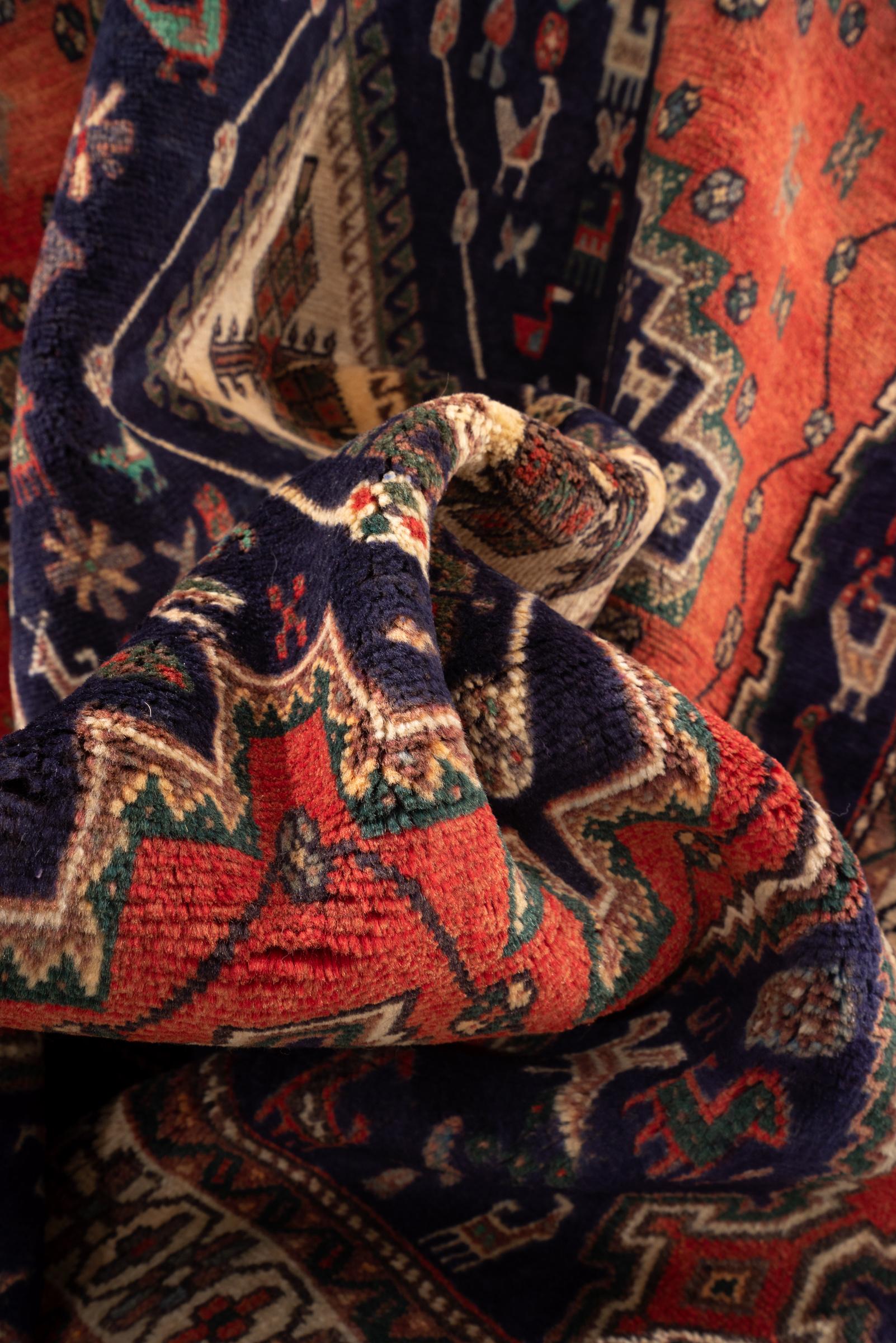 Vintage Afshar Panj Kaleh Persian Rug