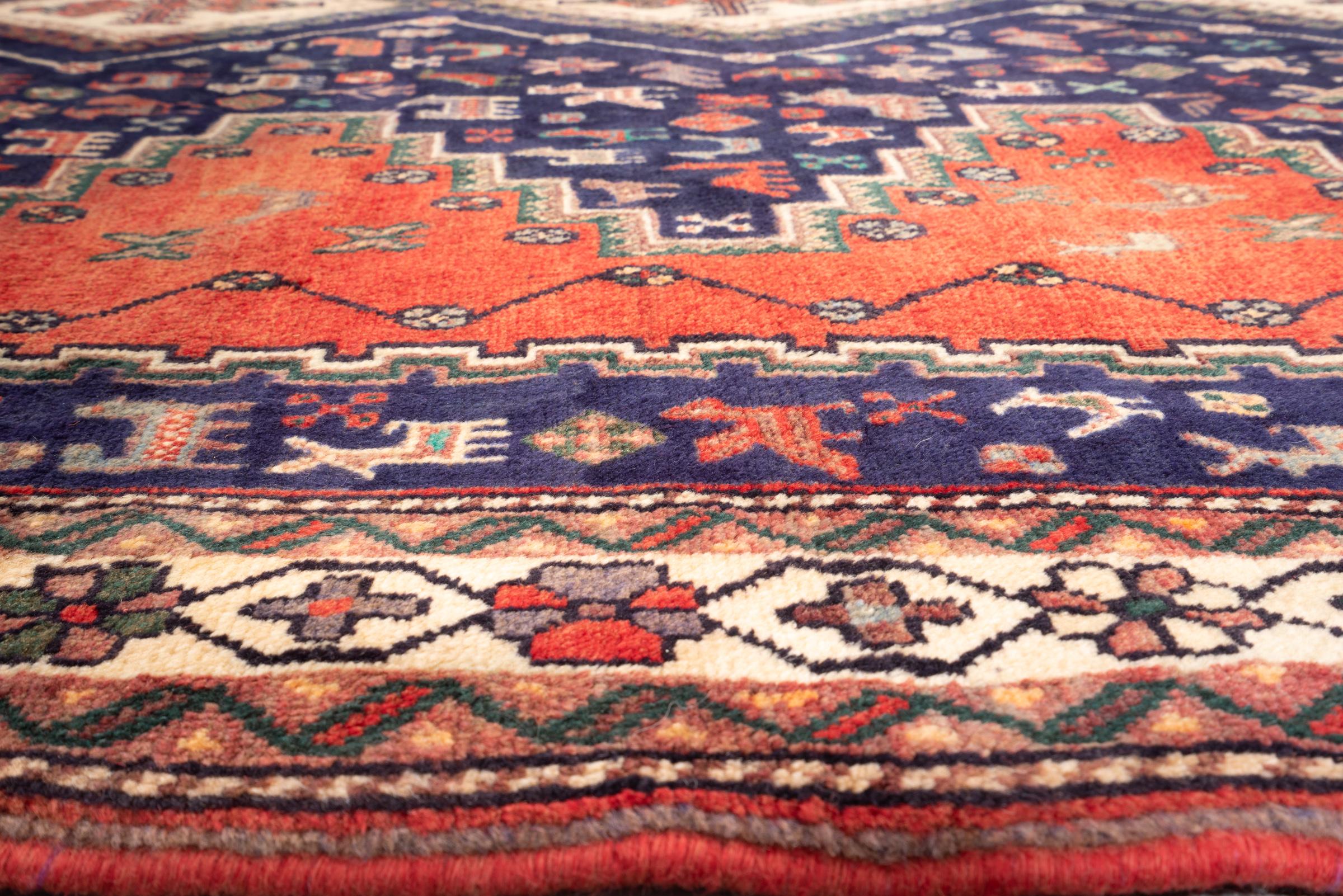 Vintage Afshar Panj Kaleh Persian Rug
