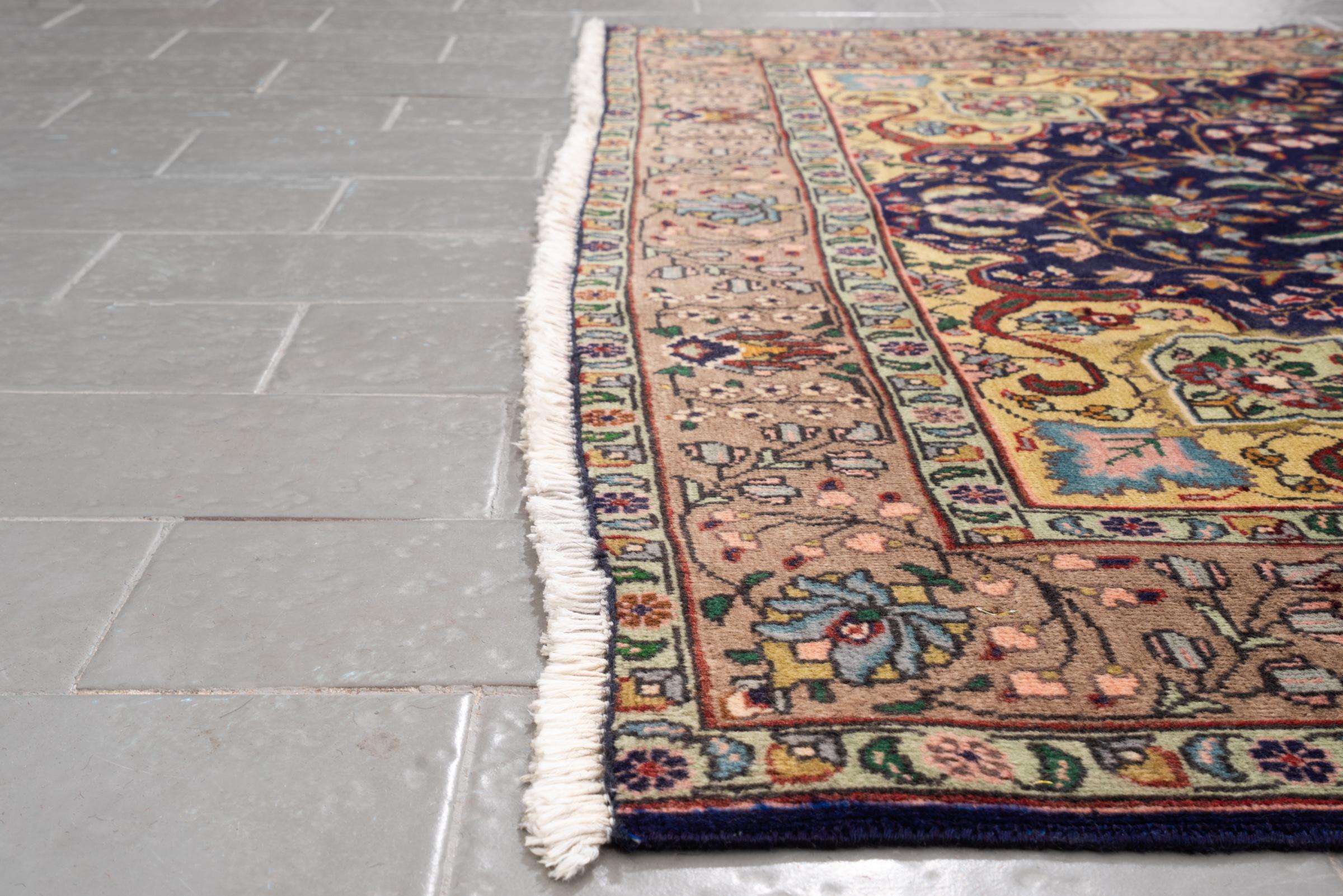 Vintage Tabriz fine Lachak Toranj Persian Rug
