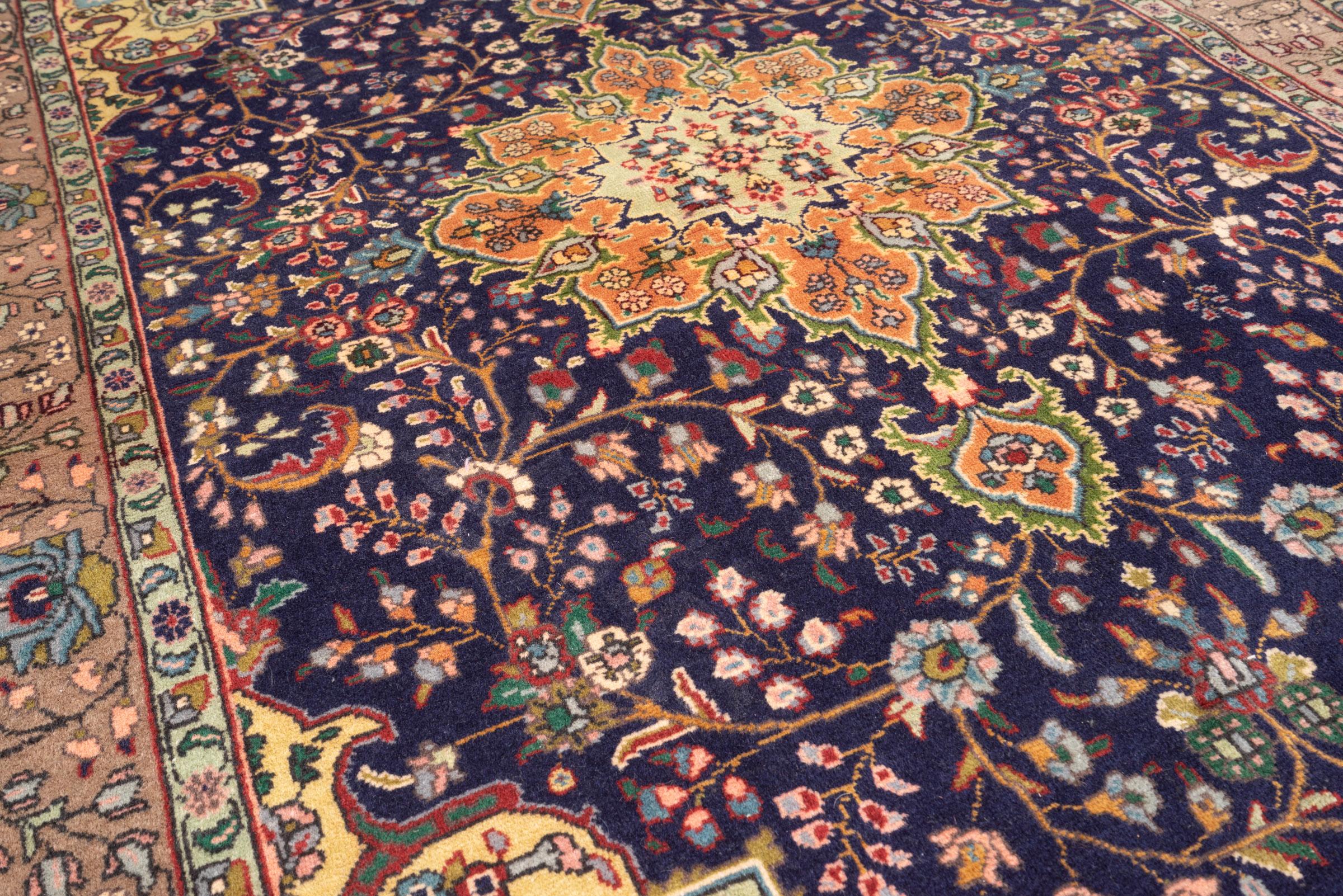 Vintage Tabriz fine Lachak Toranj Persian Rug
