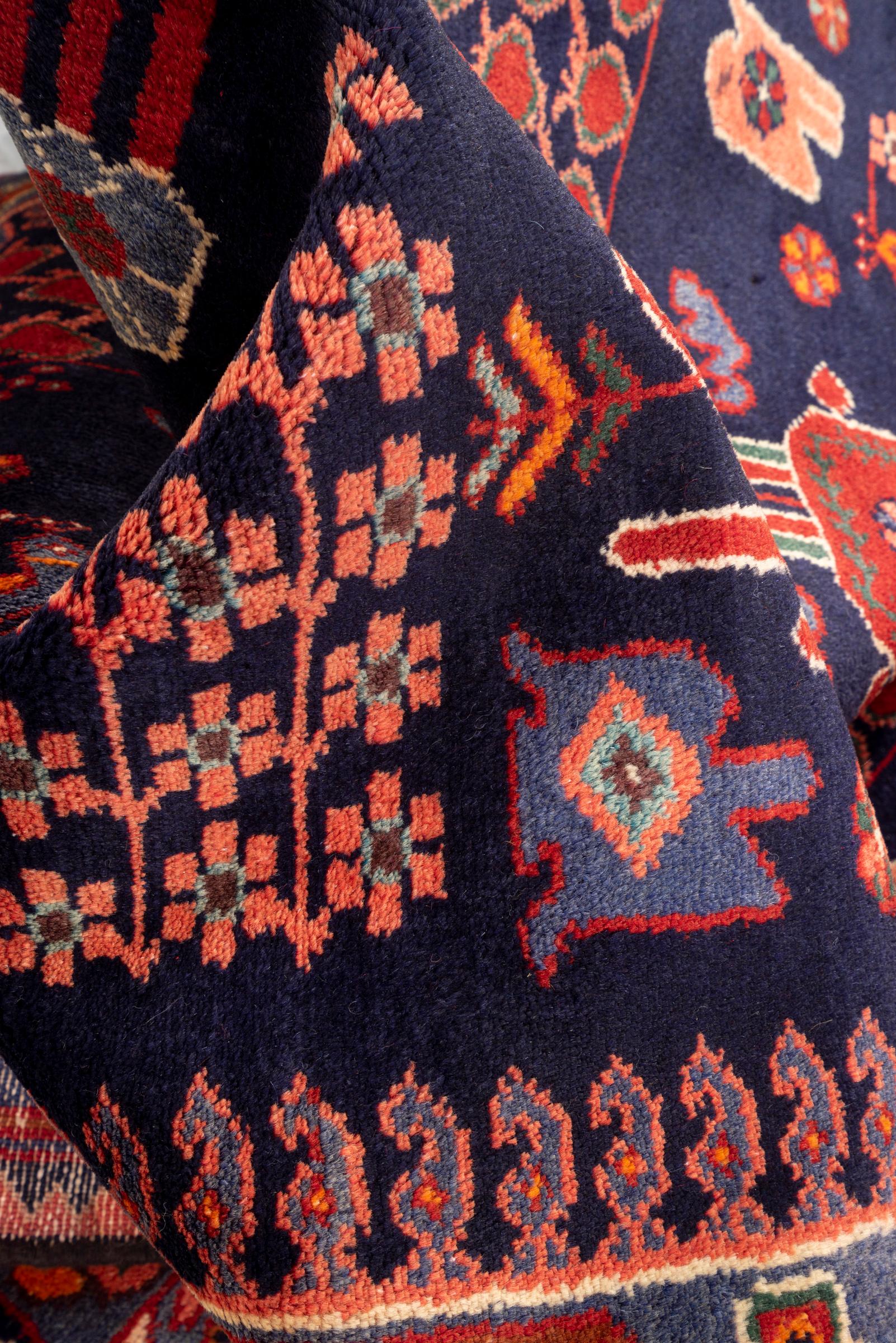 Vintage Saveh birds Persian Runner Rug