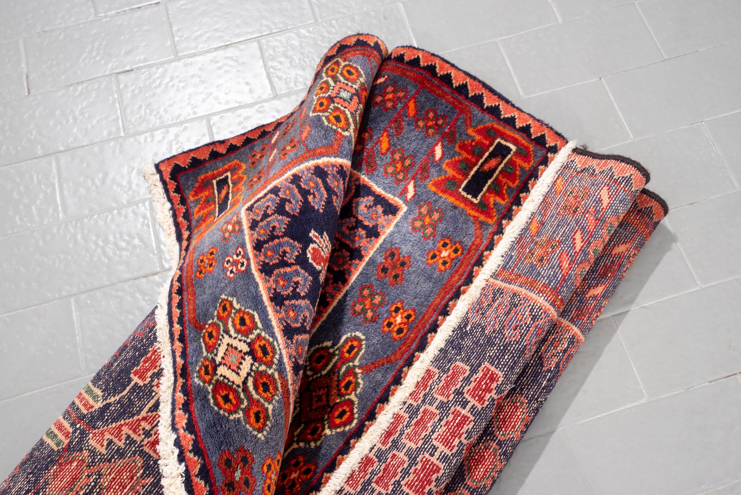 Vintage Saveh birds Persian Runner Rug