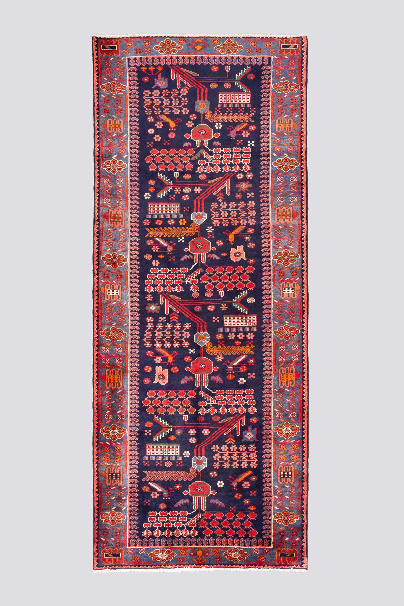 Vintage Saveh birds Carpet Runner 3.4SQM