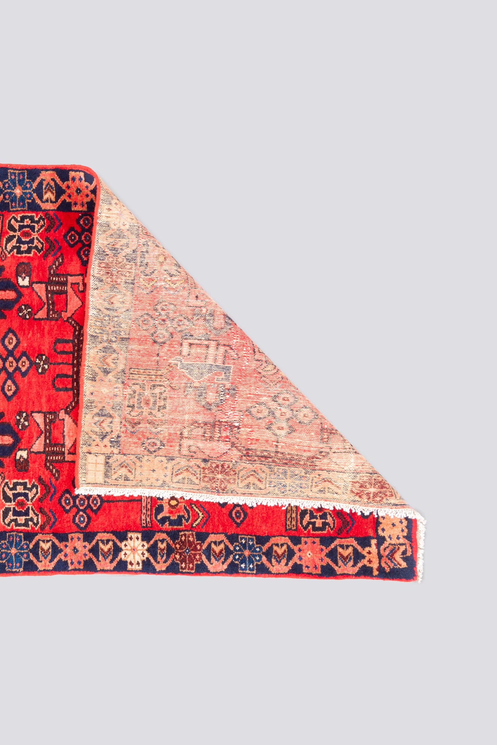 Vintage Saveh Geometric Abrash Persian Runner Rug