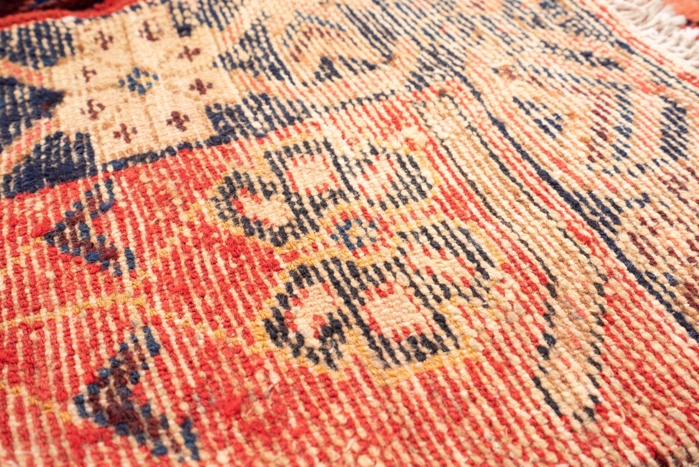 Vintage Saveh Geometric Abrash Persian Runner Rug