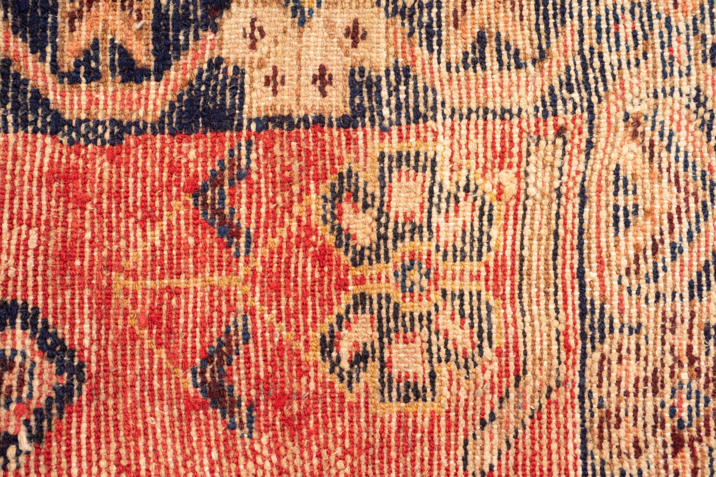 Vintage Saveh Geometric Abrash Persian Runner Rug